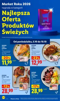 Pogląd oferty "RZEŹNIK Kaczka - filet z piersi ze skórą, 1 kg, cena przed obniżką/, cena poza promocją:, 1 kg = 34,99, Limit: 3 kg na paragon." - ważna od 05.10.2026 | Strona: 62