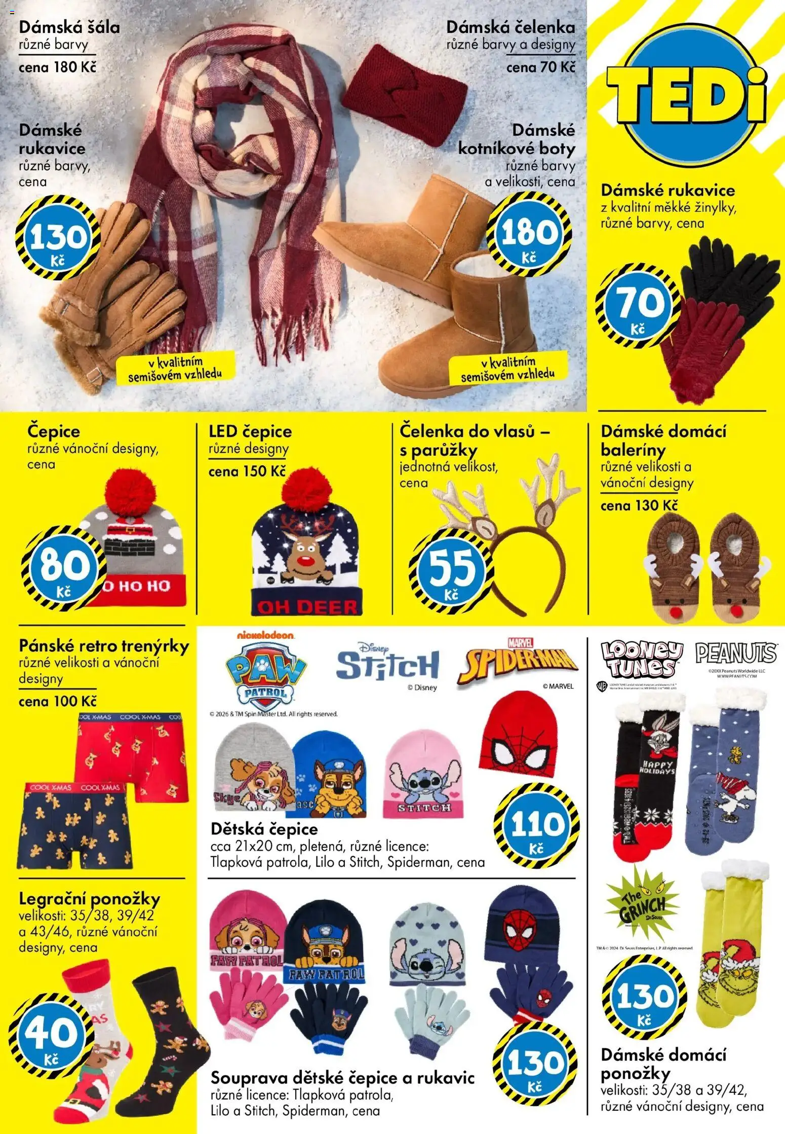 TEDi leták - Praha, Ostrava, Plzeň od 14.11.2025 | Strana: 31 | Produkty: Ponožky, Trenýrky, Čepice, Stitch