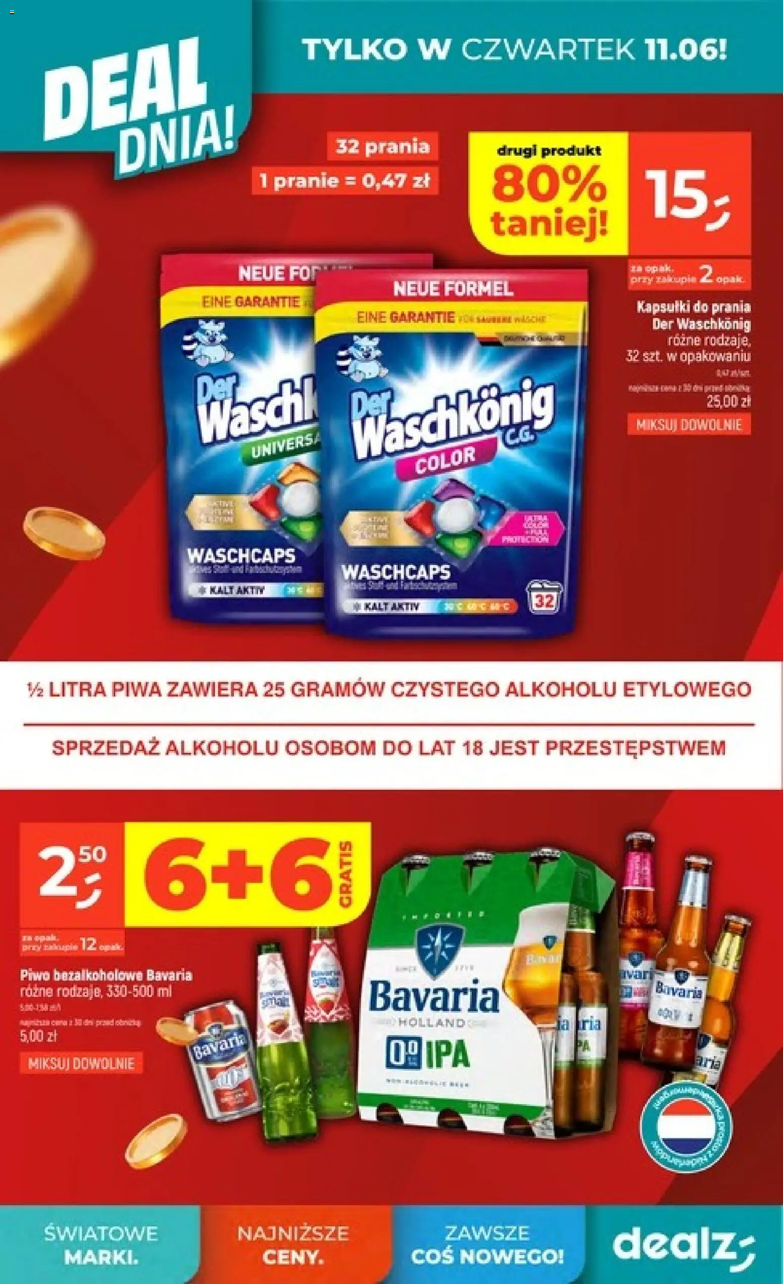 Dealz gazetka od 11.06.2026 | Strona: 2 | Produkty: Kapsułki do prania, Piwo