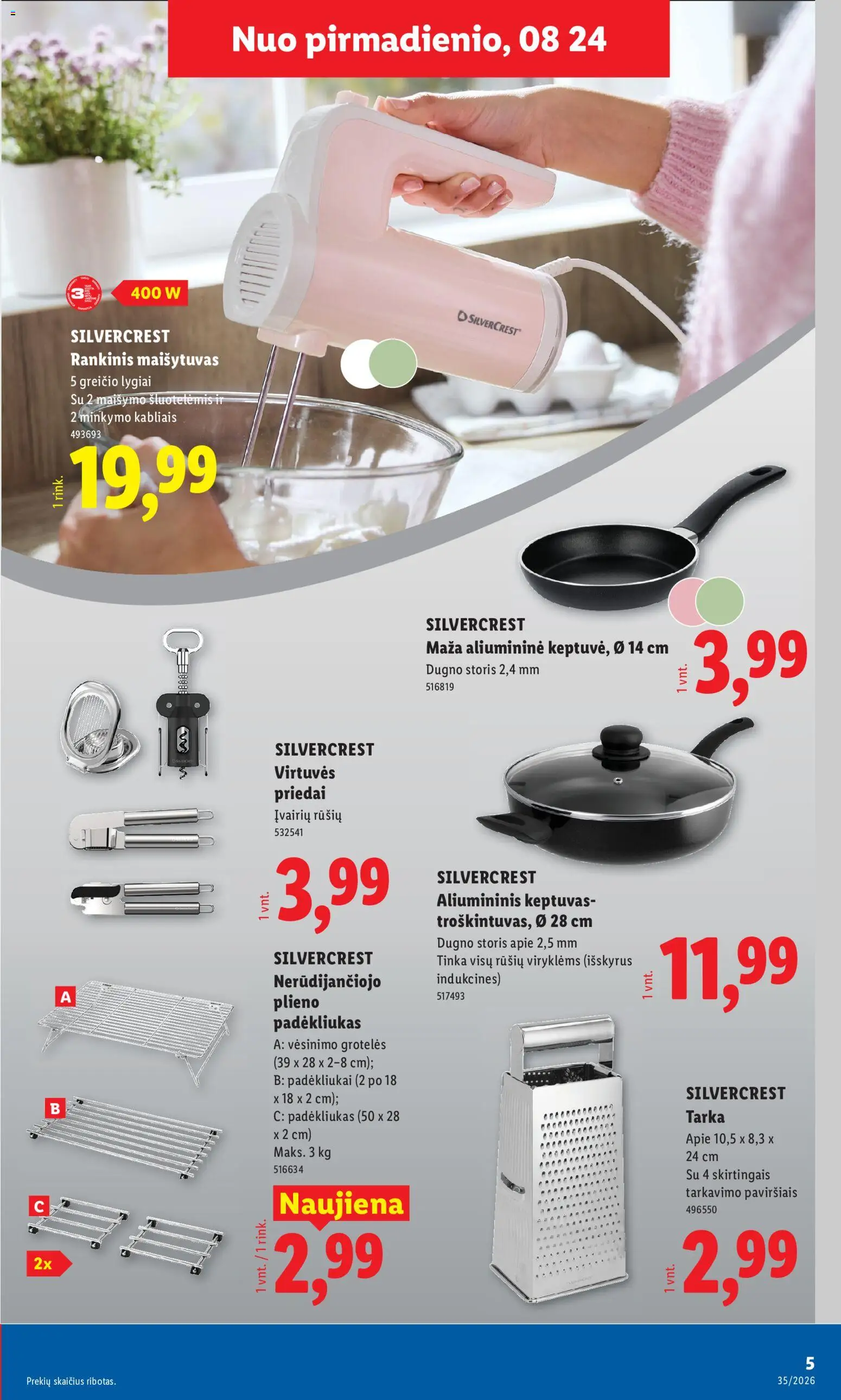 LIDL akcijos nuo 2026.08.24 | Puslapis: 5 | Prekių: Maišytuvas, Grotelės