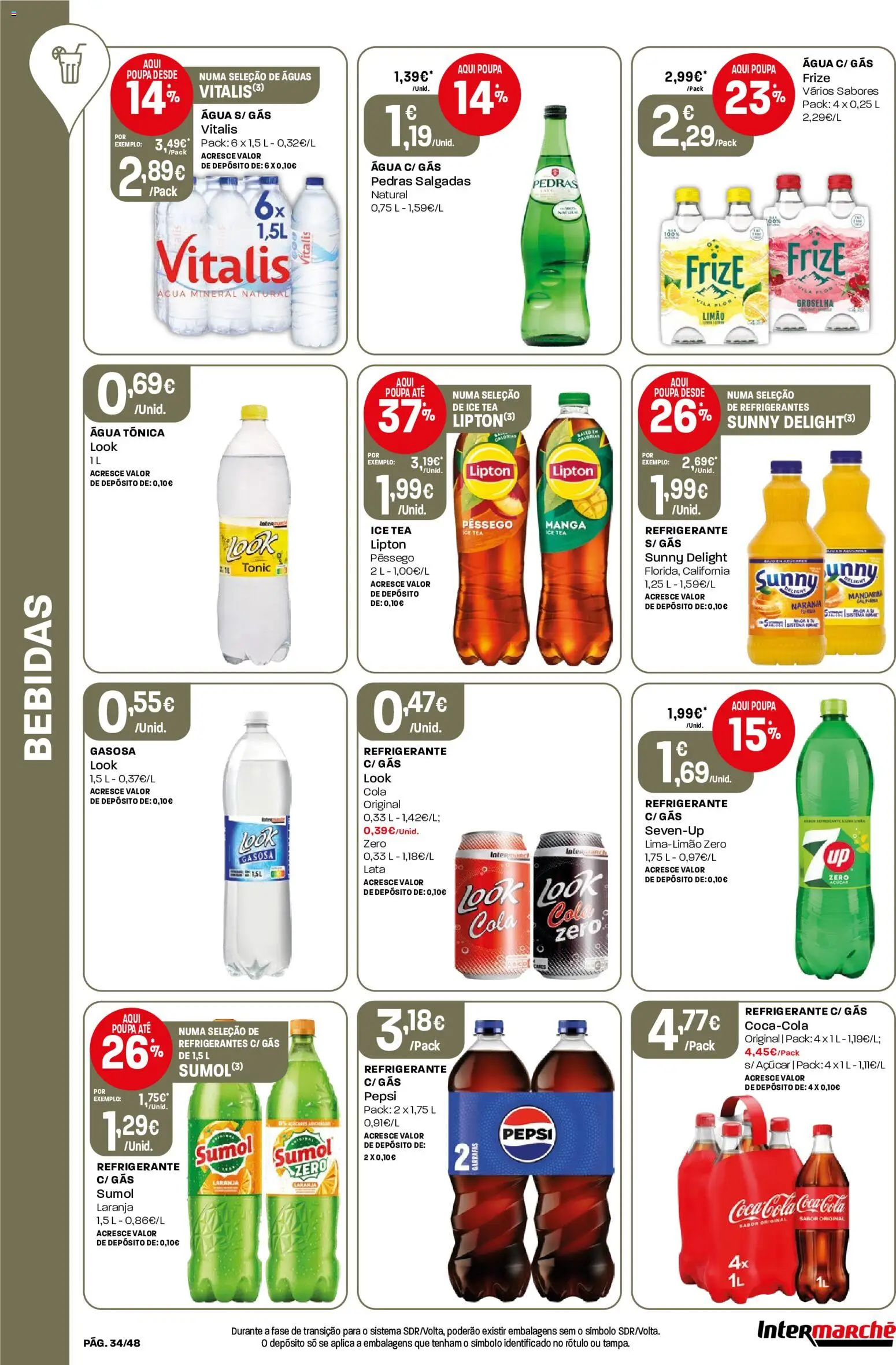 Intermarché folheto │ válido de 09/07/2026 | Página: 34 | Produtos: Agua, Refrigerante, Açúcar, Água mineral