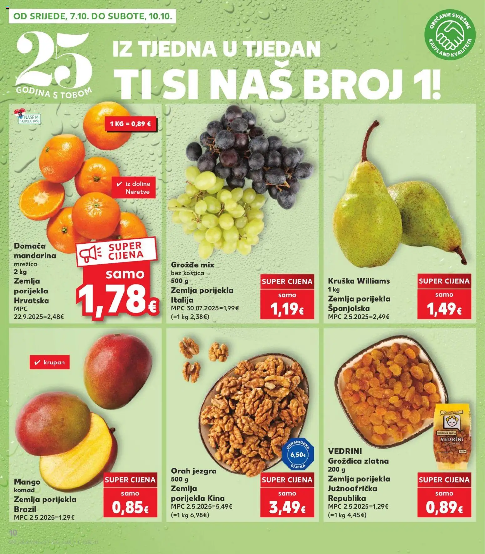 Kaufland katalog | vrijedi od 07.10.2026 | Stranica: 10 | Proizvodi: Mandarina, Grožđe, Kruška, Orah