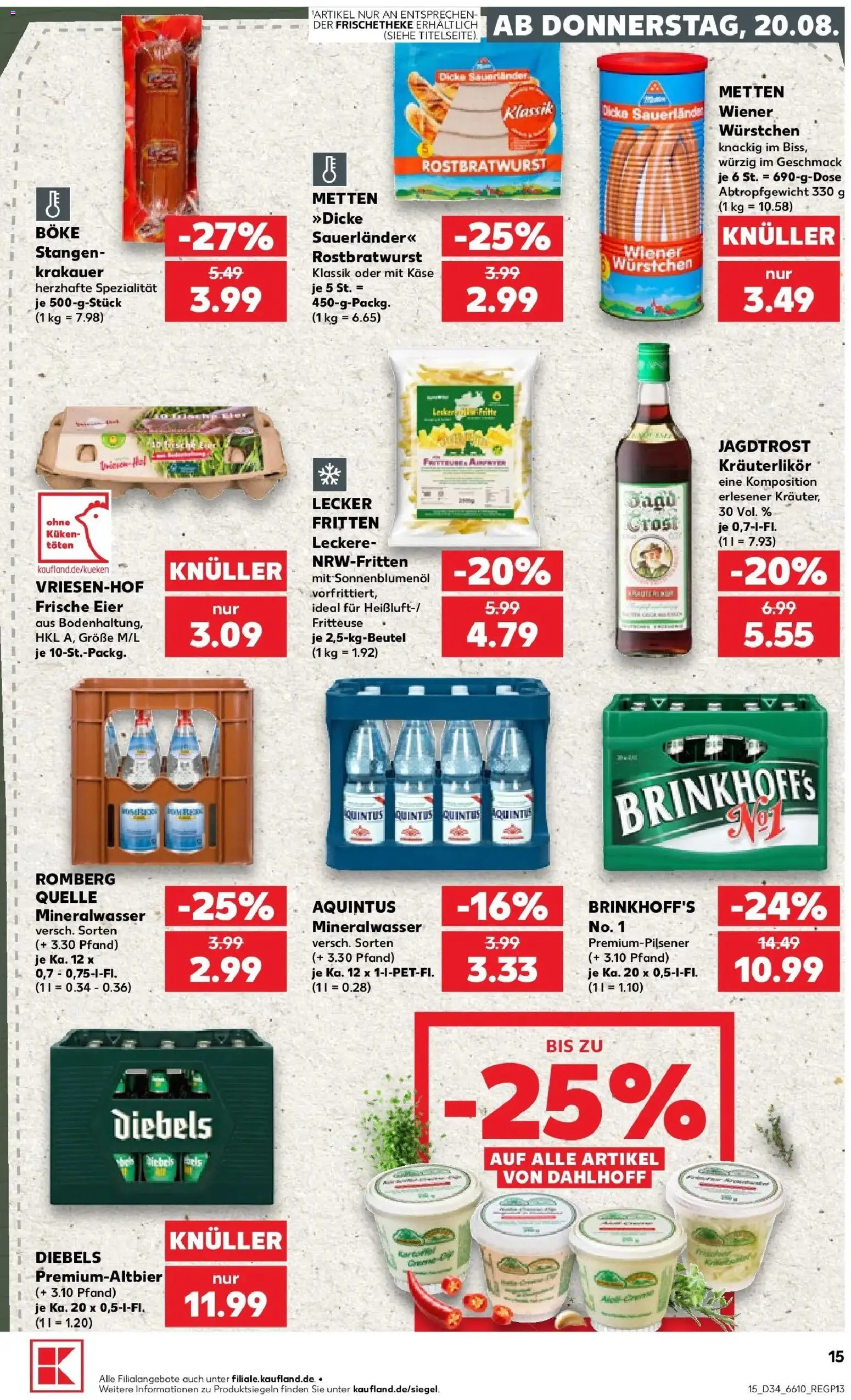 Prospekt Kaufland ab 20.08.2026 » Angebote Online zum Blättern | Seite: 15 | Produkte: Wiener wurstchen, Käse, Eier, Fritteuse