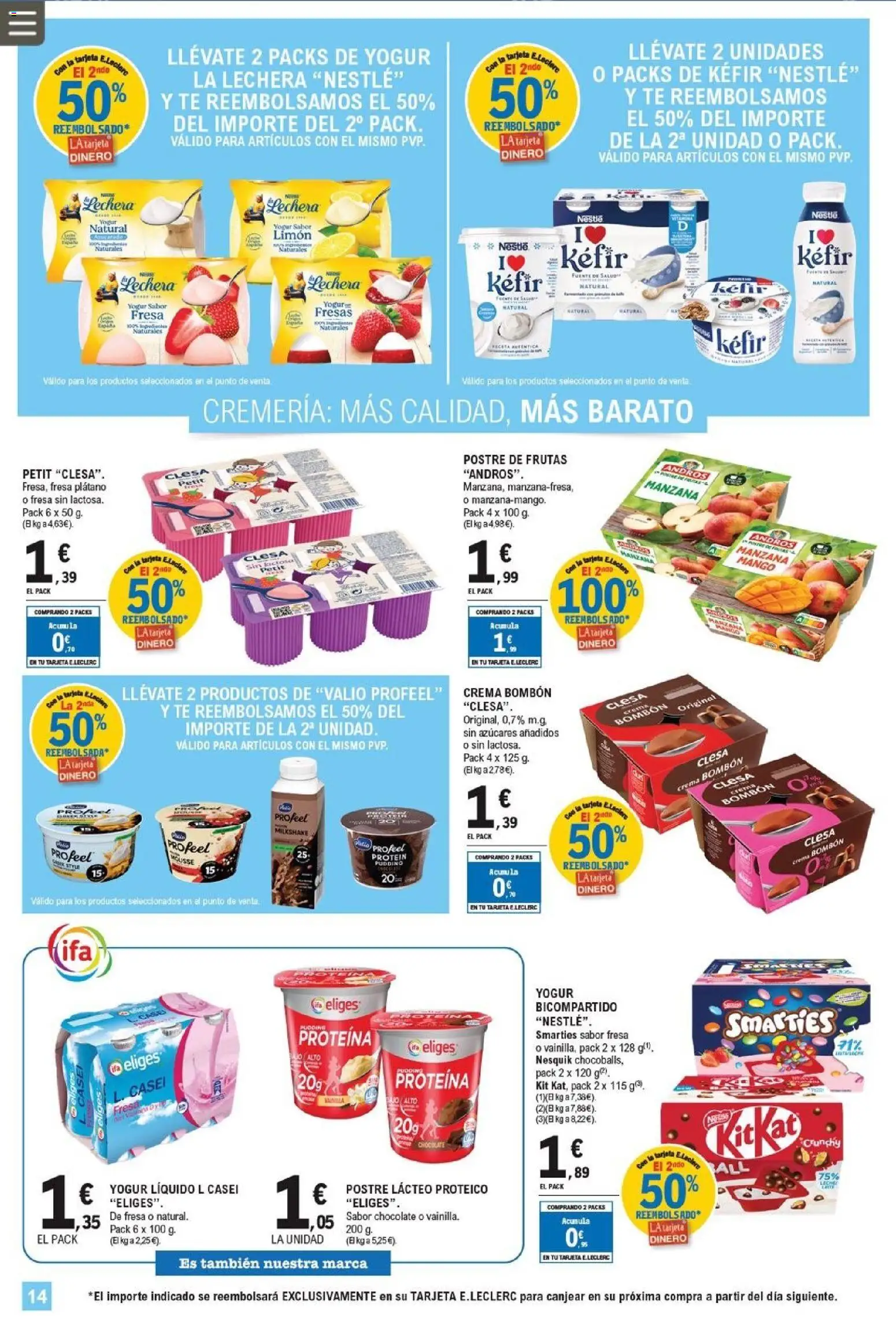 E.Leclerc folleto │ válido desde el 06.05.2026 | Página: 14 | Productos: Leche, Yogur, Crema, Ρούτερ