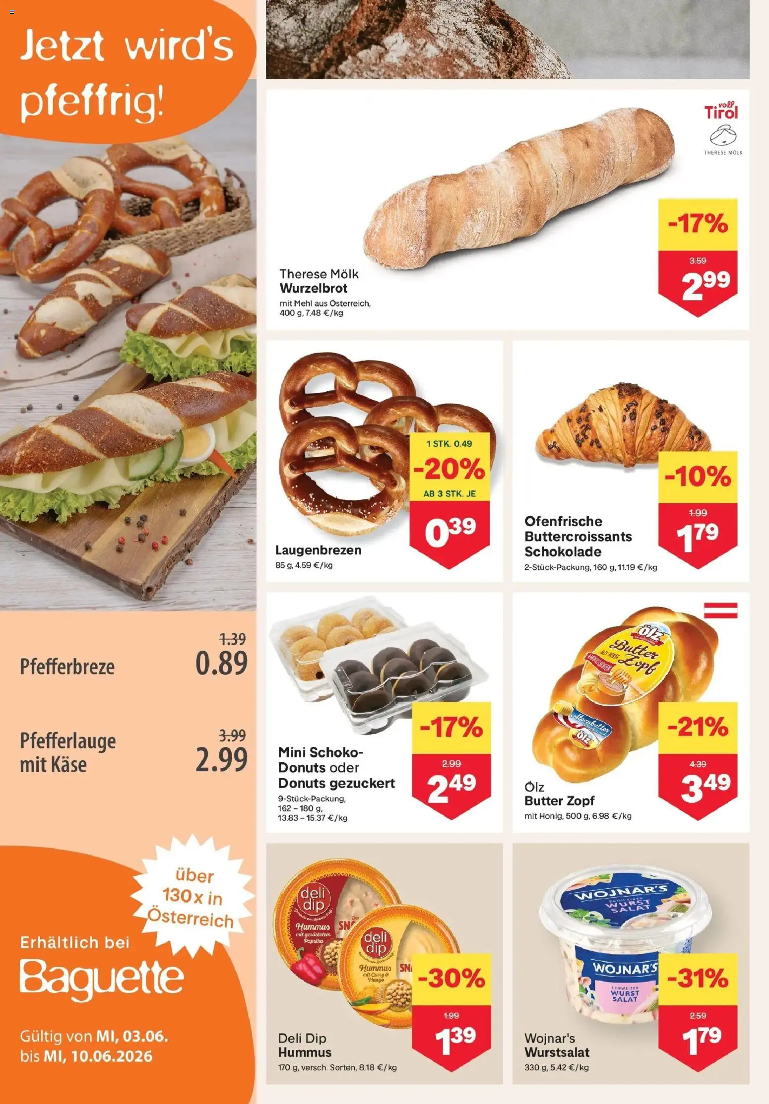MPREIS Flugblatt gültig ab 03.06.2026 | Seite: 4 | Produkte: Salat, Jääkaappipakastin, Butter, Schokolade