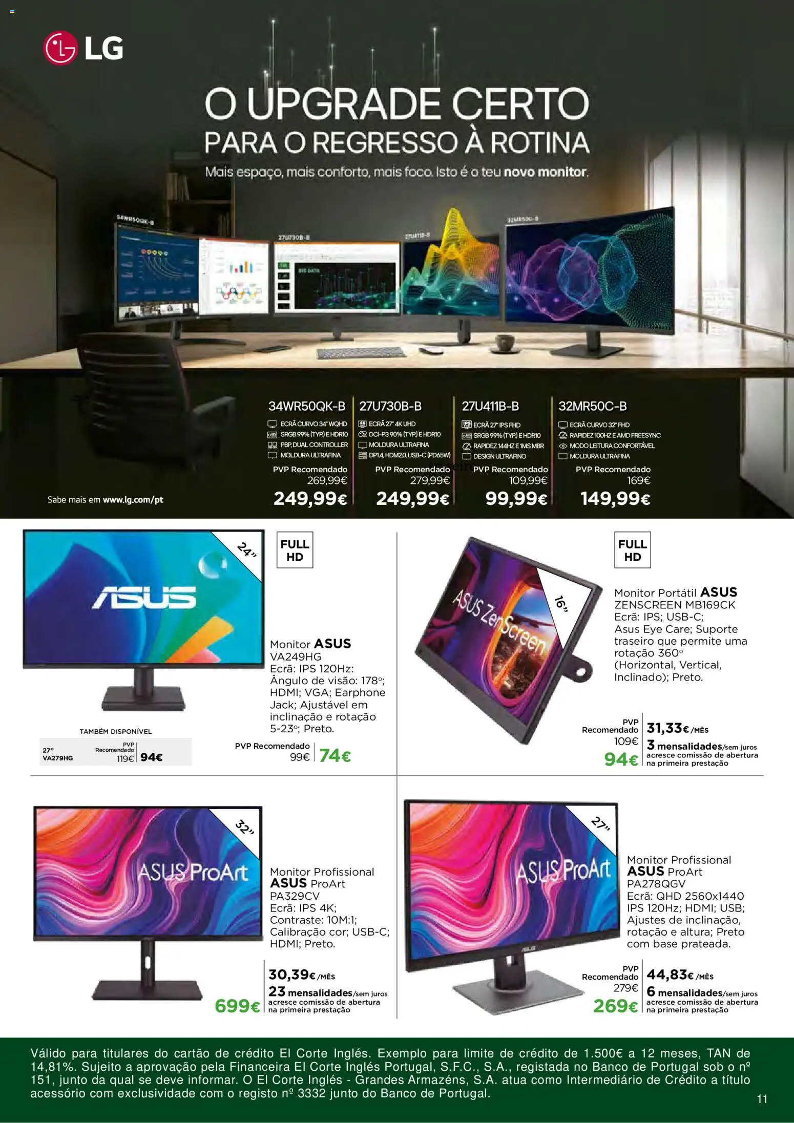 El Corte Ingles Regresso as Aulas │ válido de 28/08/2026 | Página: 11 | Produtos: Monitor, Moldura, Banco, Base