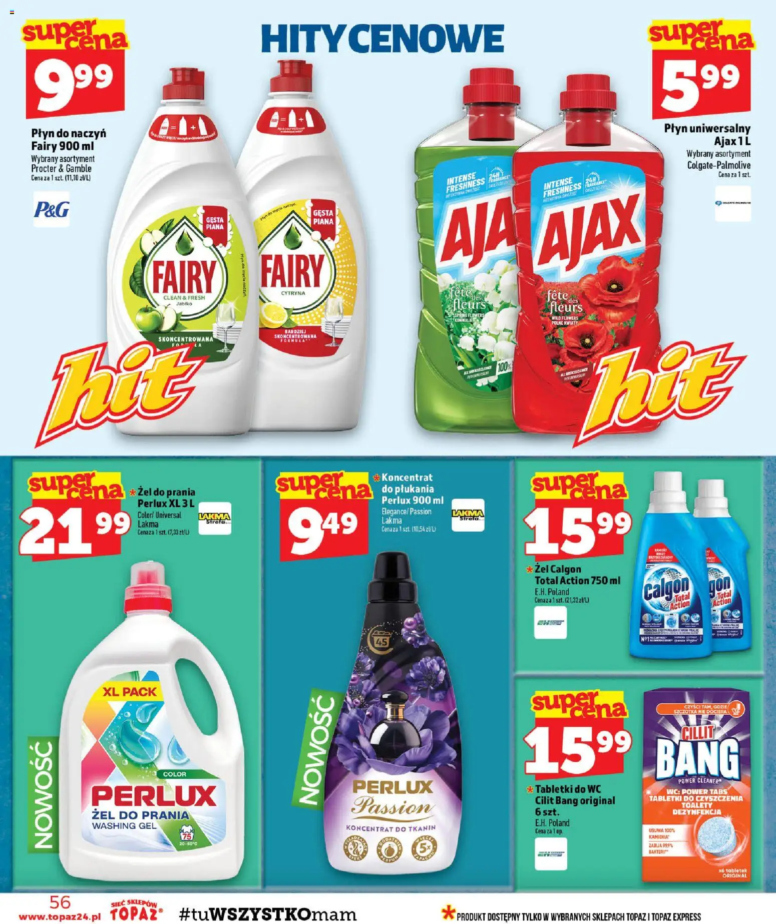 Topaz gazetka - MAZ od 29.10.2026 | Strona: 56 | Produkty: Cytryna, Calgon, Tabletki do WC, Żel do prania