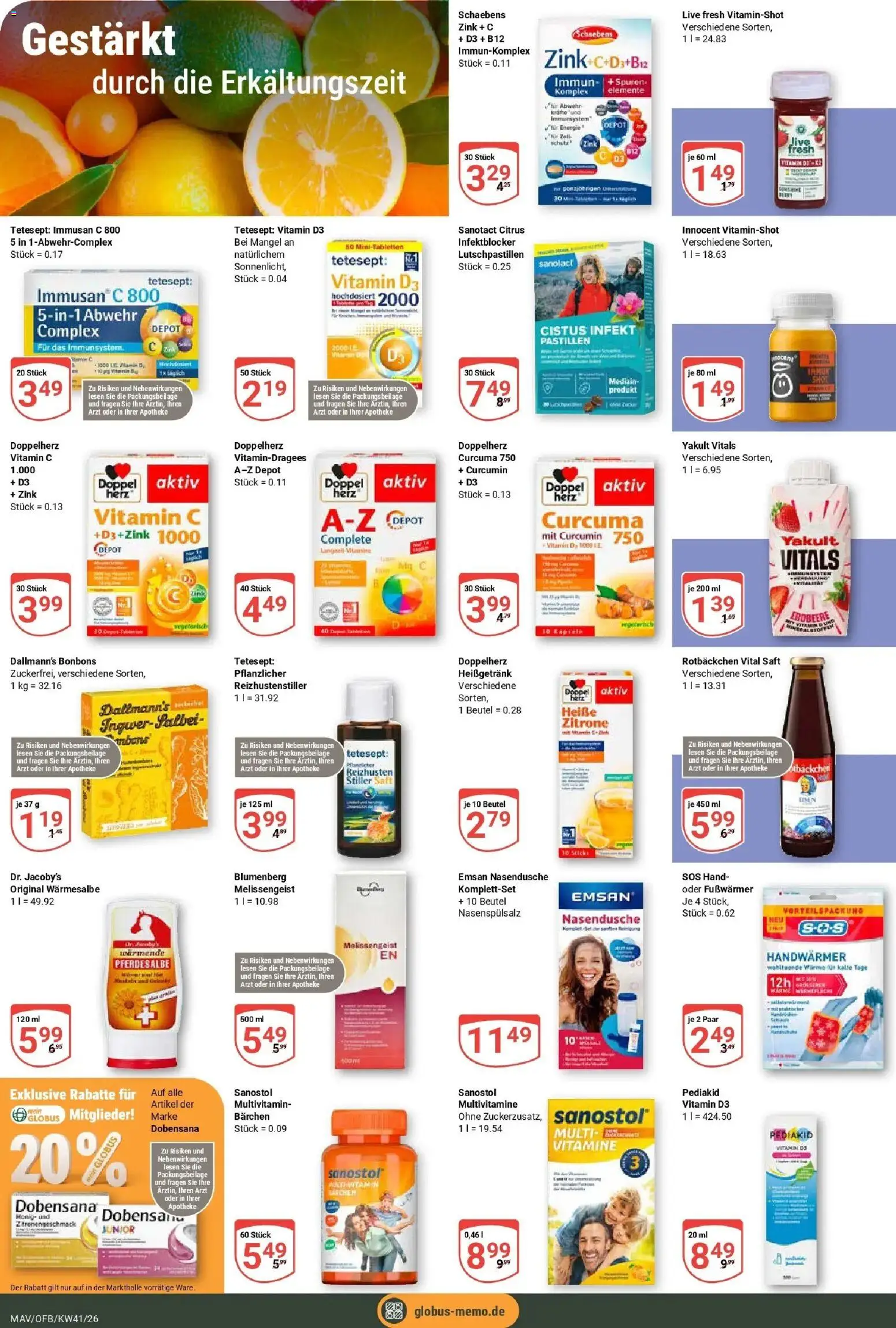 Globus Prospekt Mannheim (ab 05.10.2026) » Angebote online | Seite: 20 | Produkte: Zitrone, Saft