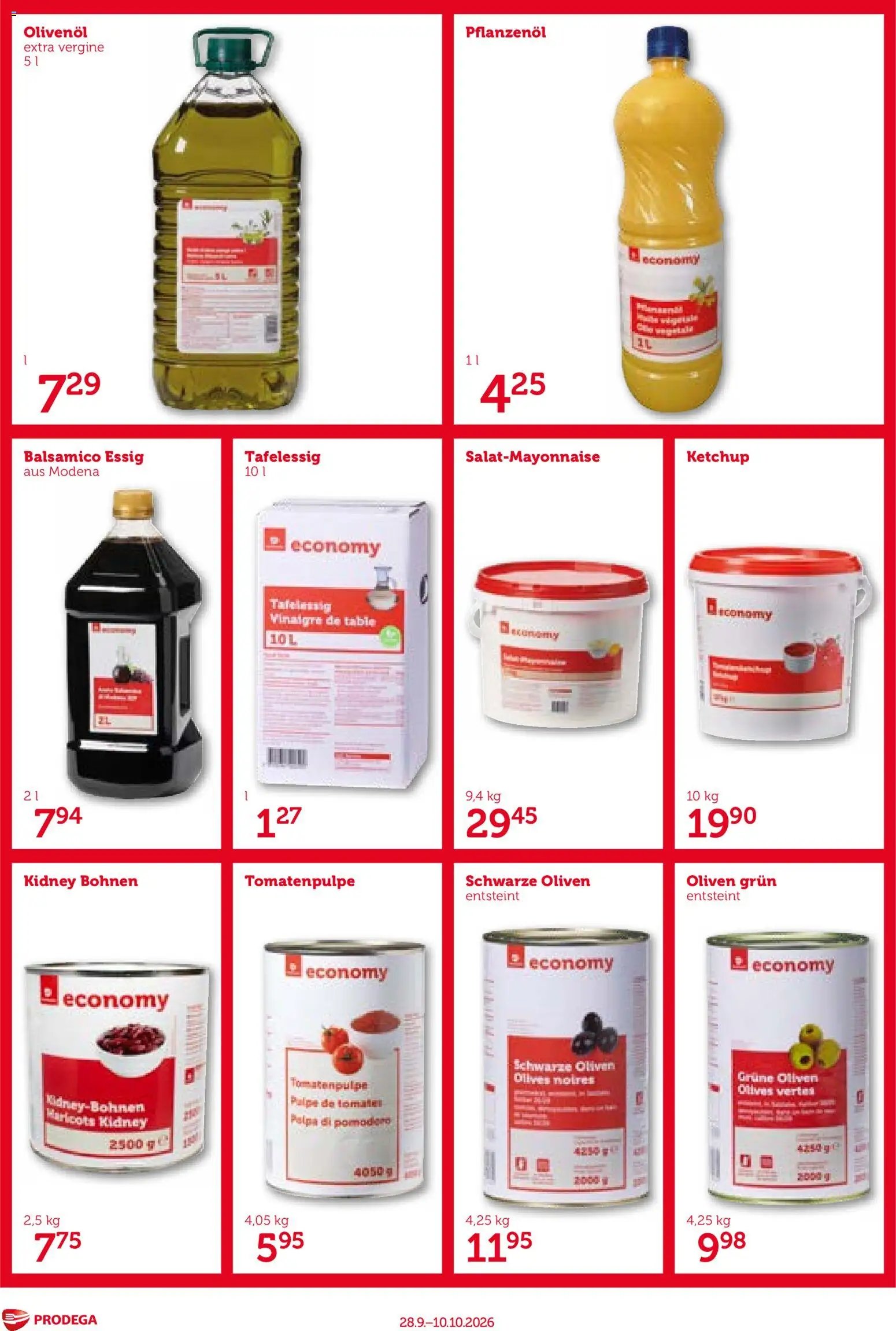 Prodega aktionen Economy – gültig ab 28.09.2026 | Seite: 10 | Produkte: Balsamico, Essig, Ketchup