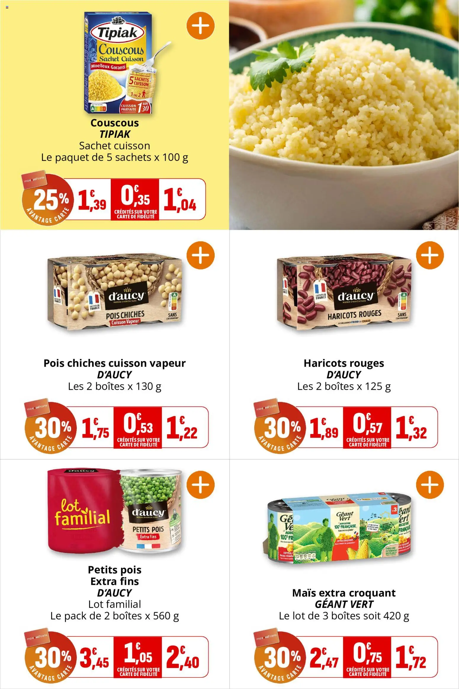 {H1} | Page: 29 | Produits: Mais, Pois chiches, Couscous, Pois