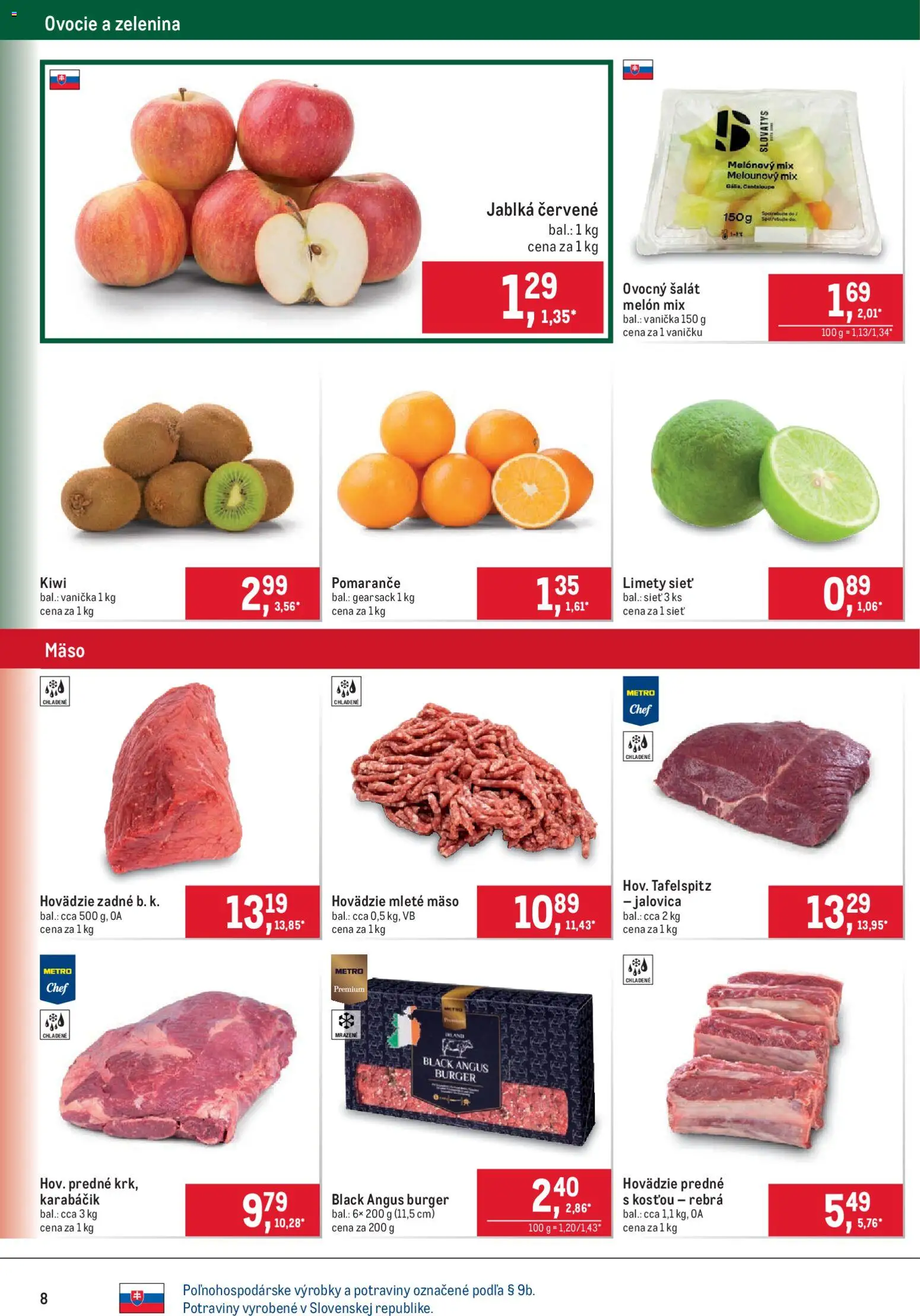 Nové Metro akcie – leták je platný od 06.05.2026 | Strana: 8 | Produkty: Jablká, Pomaranče, Melón, Ovocie