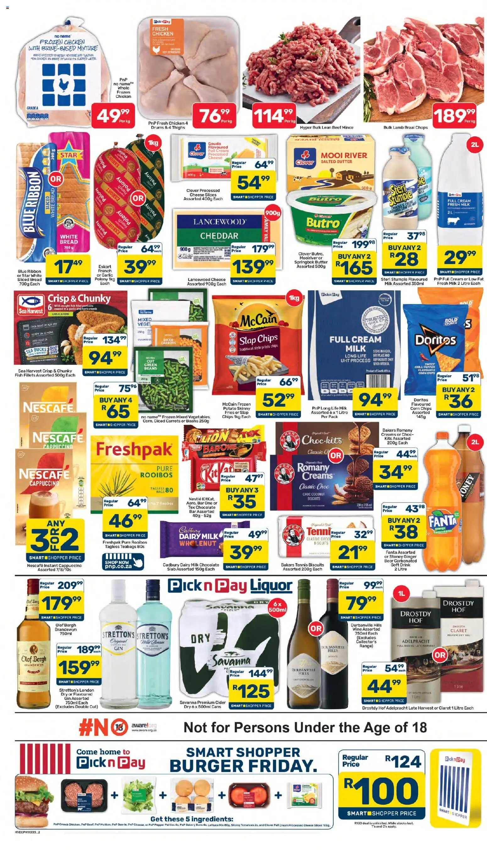 New Pick n Pay catalogue – valid from 07/10/2026 | Page: 2 | Products: Frozen chicken, Beer, Cheddar, Garlic