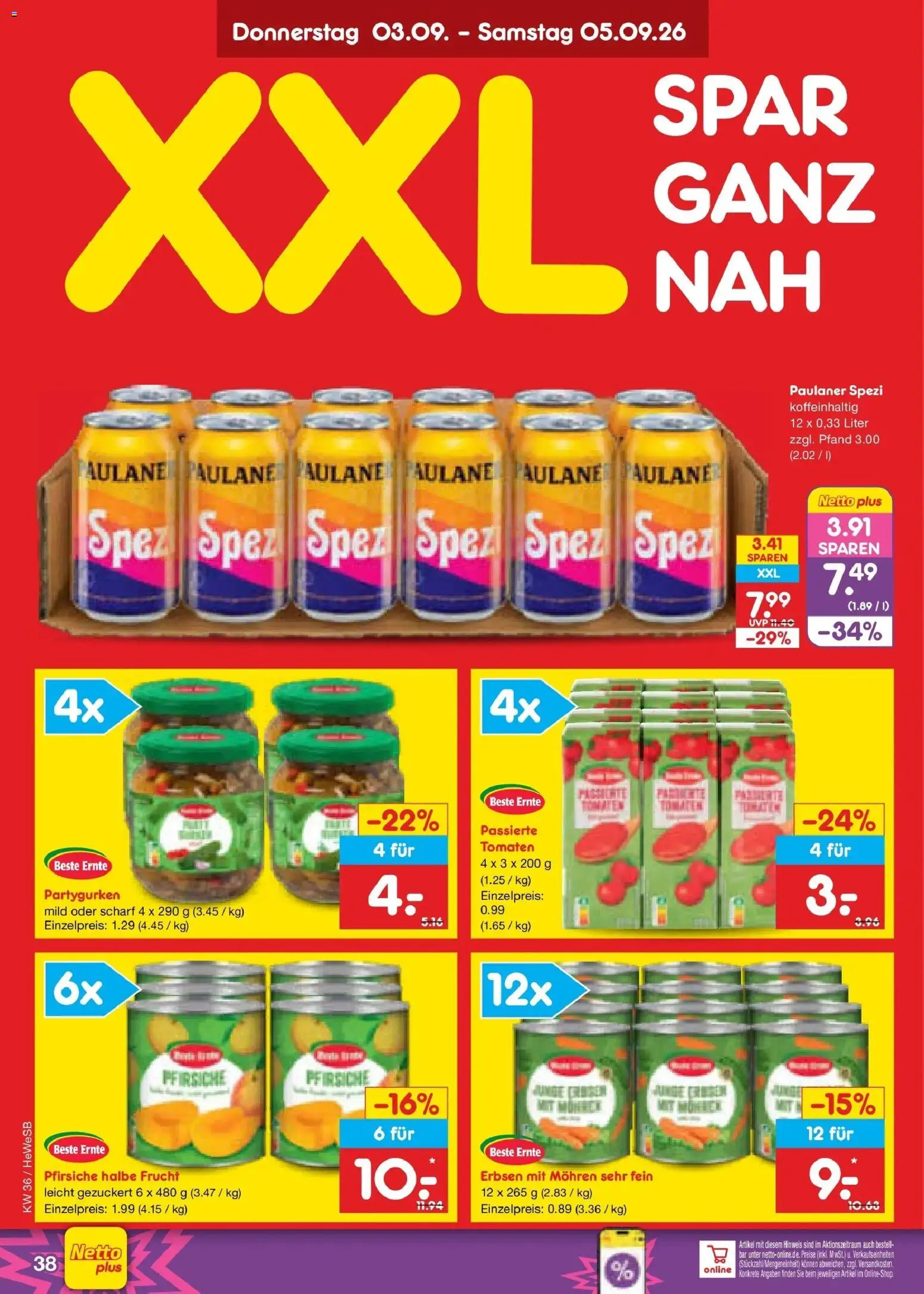 Netto Marken-Discount Prospekt Hamburg (ab 31.08.2026) » Angebote | Seite: 50 | Produkte: Tomaten, Mohren, Erbsen, Paulaner
