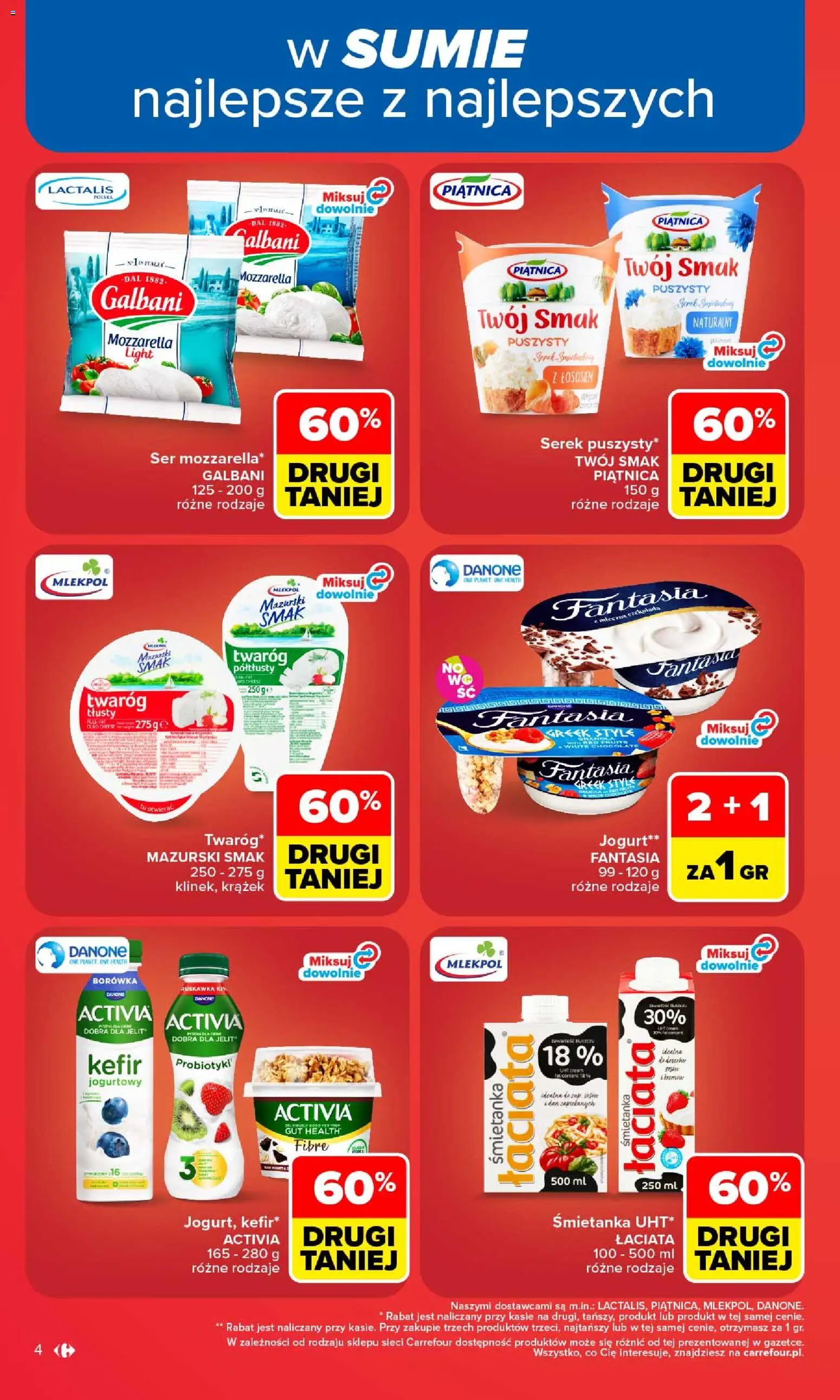 Carrefour gazetka od 24.08.2026 | Strona: 6 | Produkty: Kefir, Piątnica, Mozzarella, Twaróg