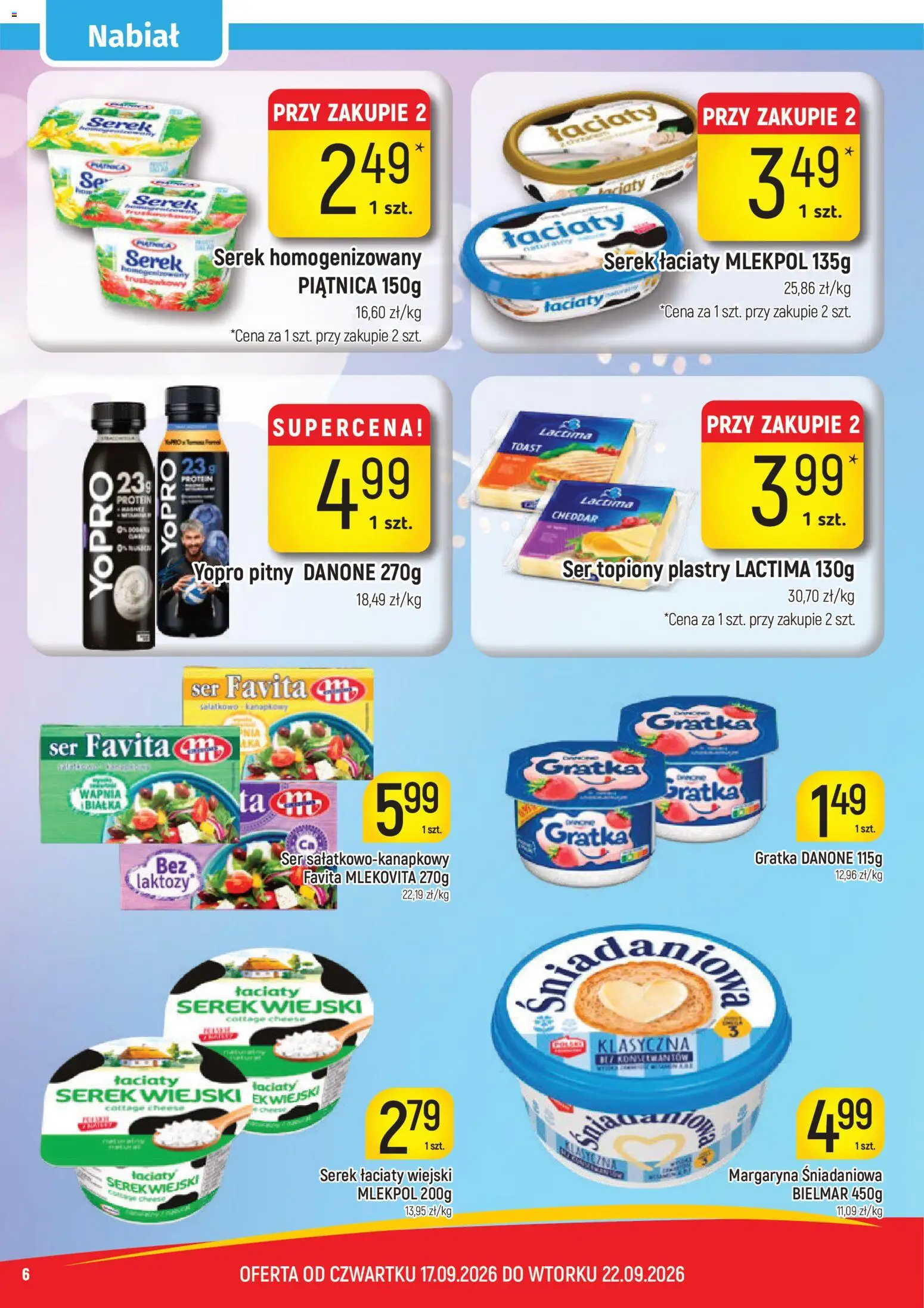 Piotruś Pan gazetka od 17.09.2026 | Strona: 6 | Produkty: Ser topiony, Ser favita, Serek, Cheddar