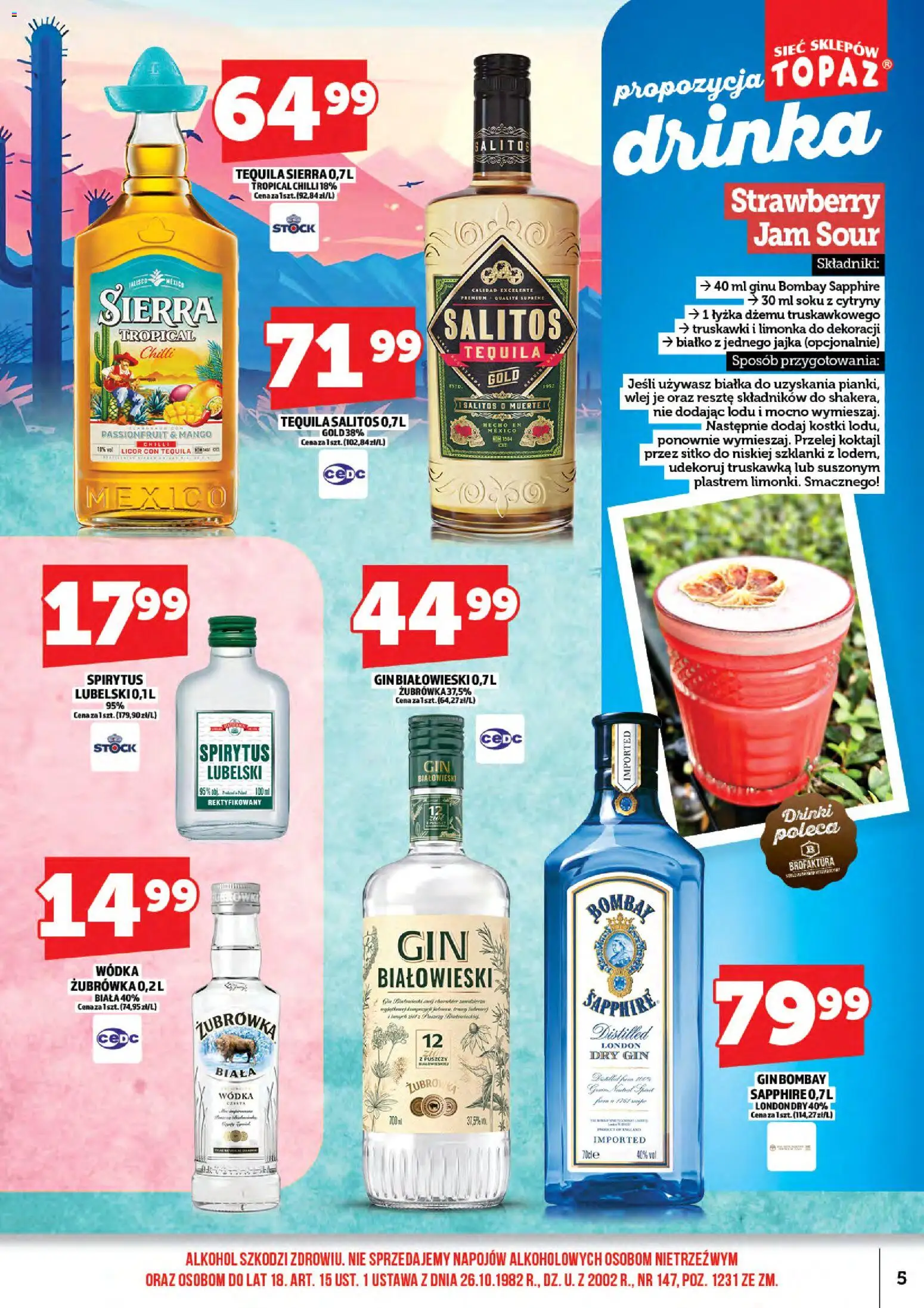 Topaz gazetka alkoholowa od 15.05.2026 | Strona: 7 | Produkty: Tequila Sierra, Cytryny, Żubrówka, Szklanki