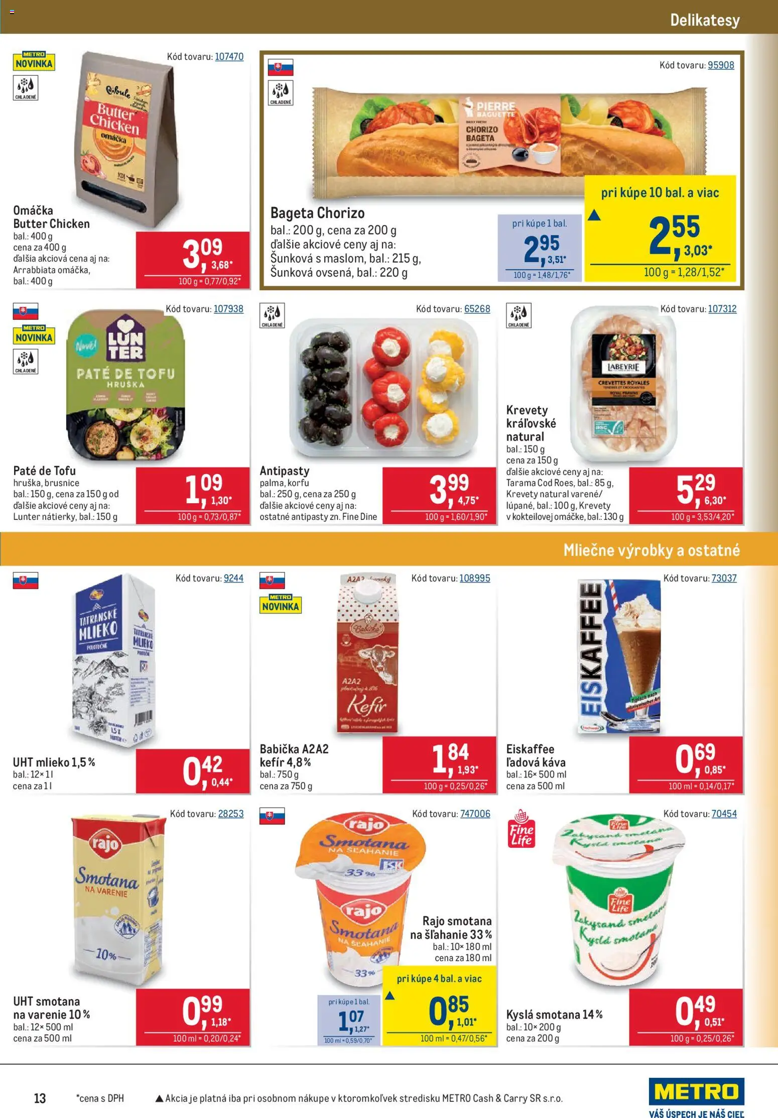 Nové Metro akcie – leták je platný od 01.07.2026 | Strana: 13 | Produkty: Mlieko, Káva, Krevety, Tofu