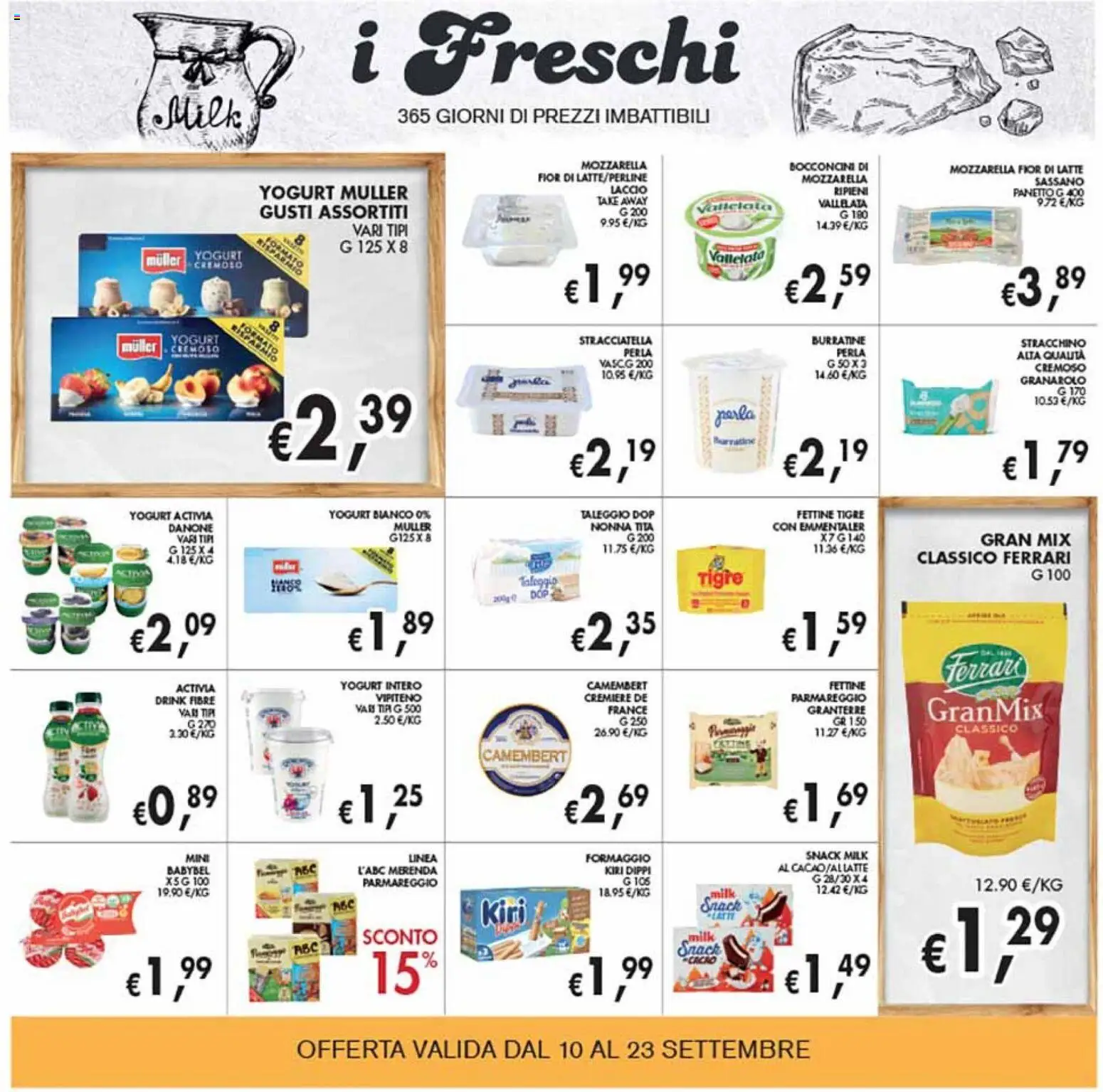 Volantino Coal del 10/09/2026 | Pagina: 14 | Prodotti: Camembert, Mozzarella, Formaggio, Stracchino