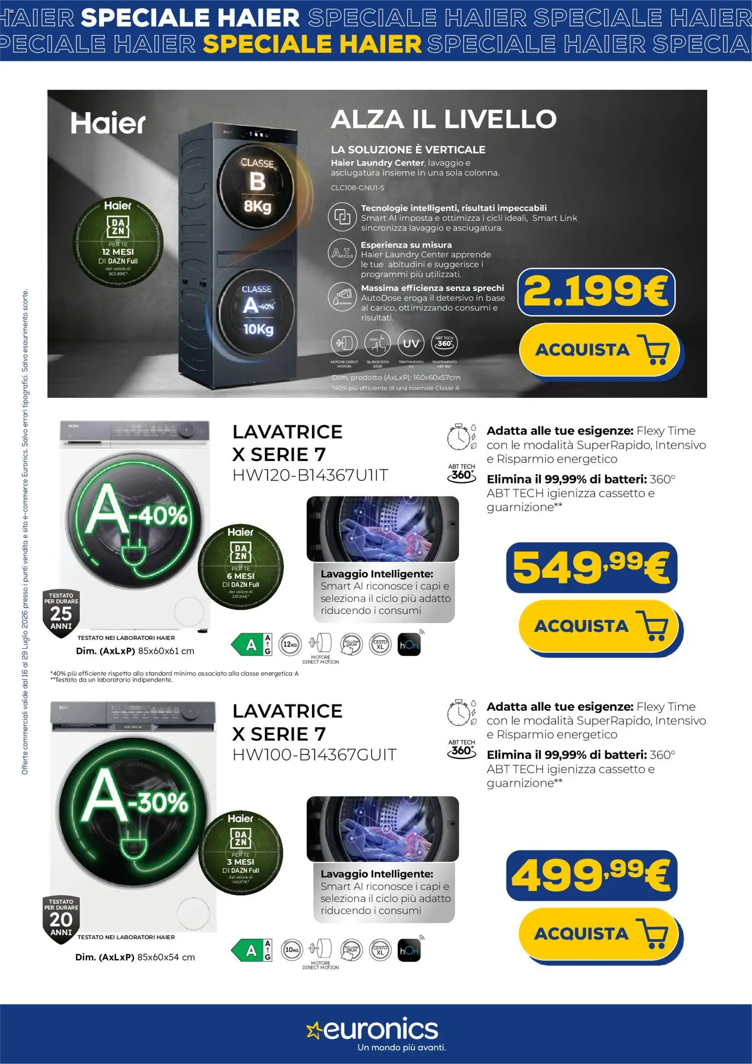Volantino Euronics del 16/07/2026 | Pagina: 2 | Prodotti: Tè, Lavatrice