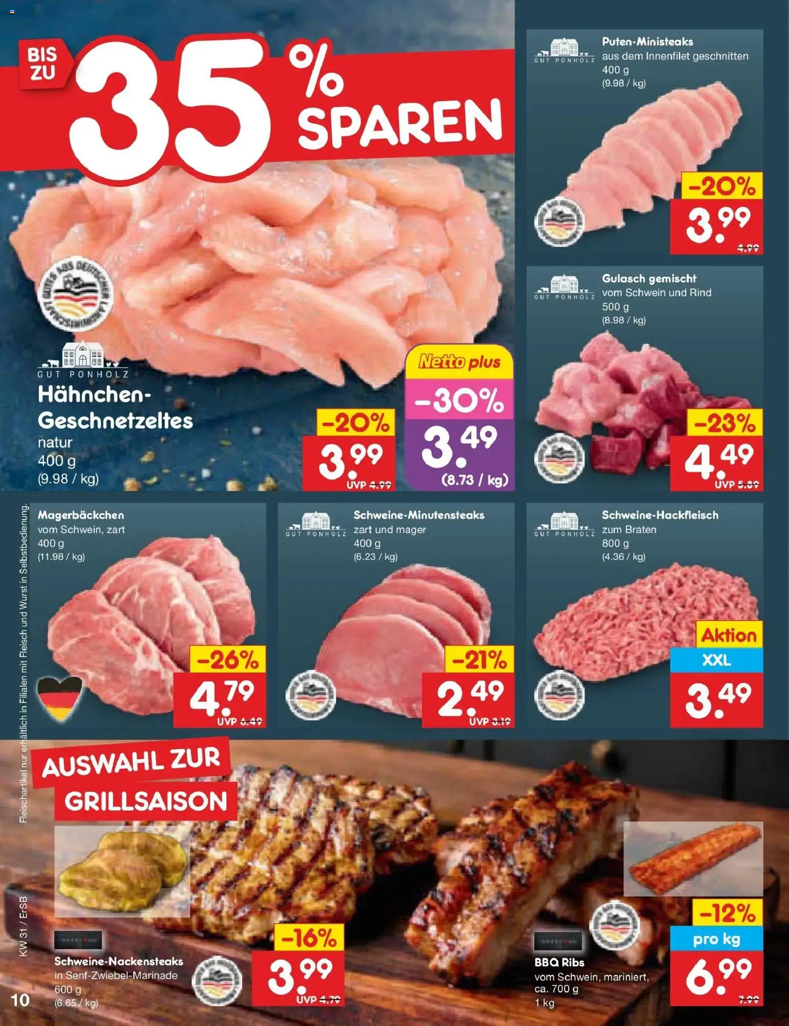 Netto Marken-Discount Prospekt Naumburg – gültig ab 27.07.2026 | Seite: 16 | Produkte: Hahnchen, Gulasch, Wurst, Fleisch