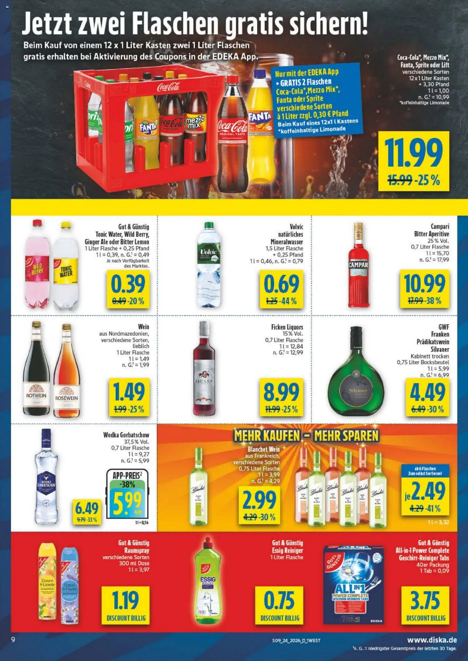 Diska - Diska Angebote Bayern KW24 – gültig ab 08.06.2026 | Seite: 13 | Produkte: Rosewein, Campari, Mineralwasser, Wodka gorbatschow