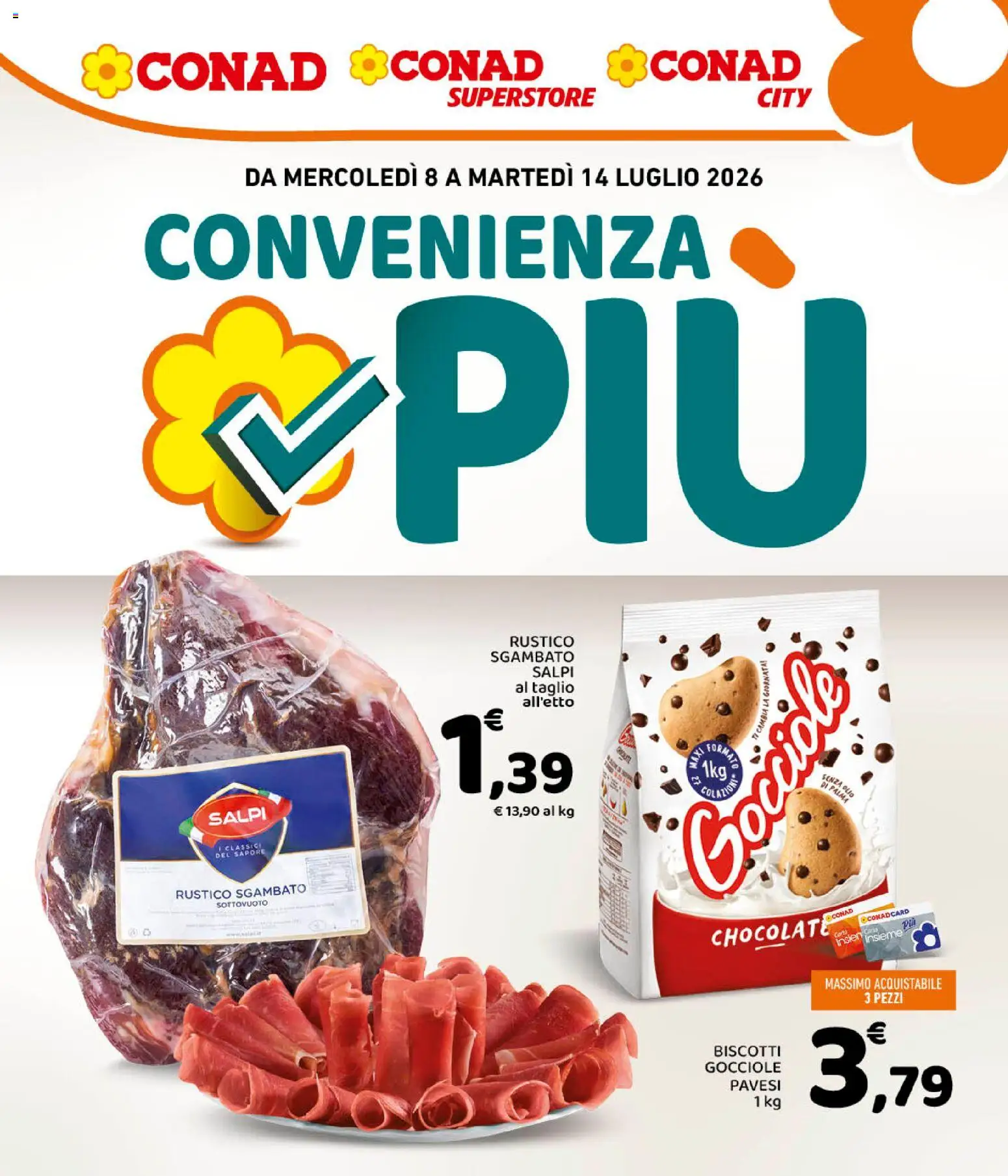 Volantino Conad del 08/07/2026 | Pagina: 1 | Prodotti: Biscotti, Olio