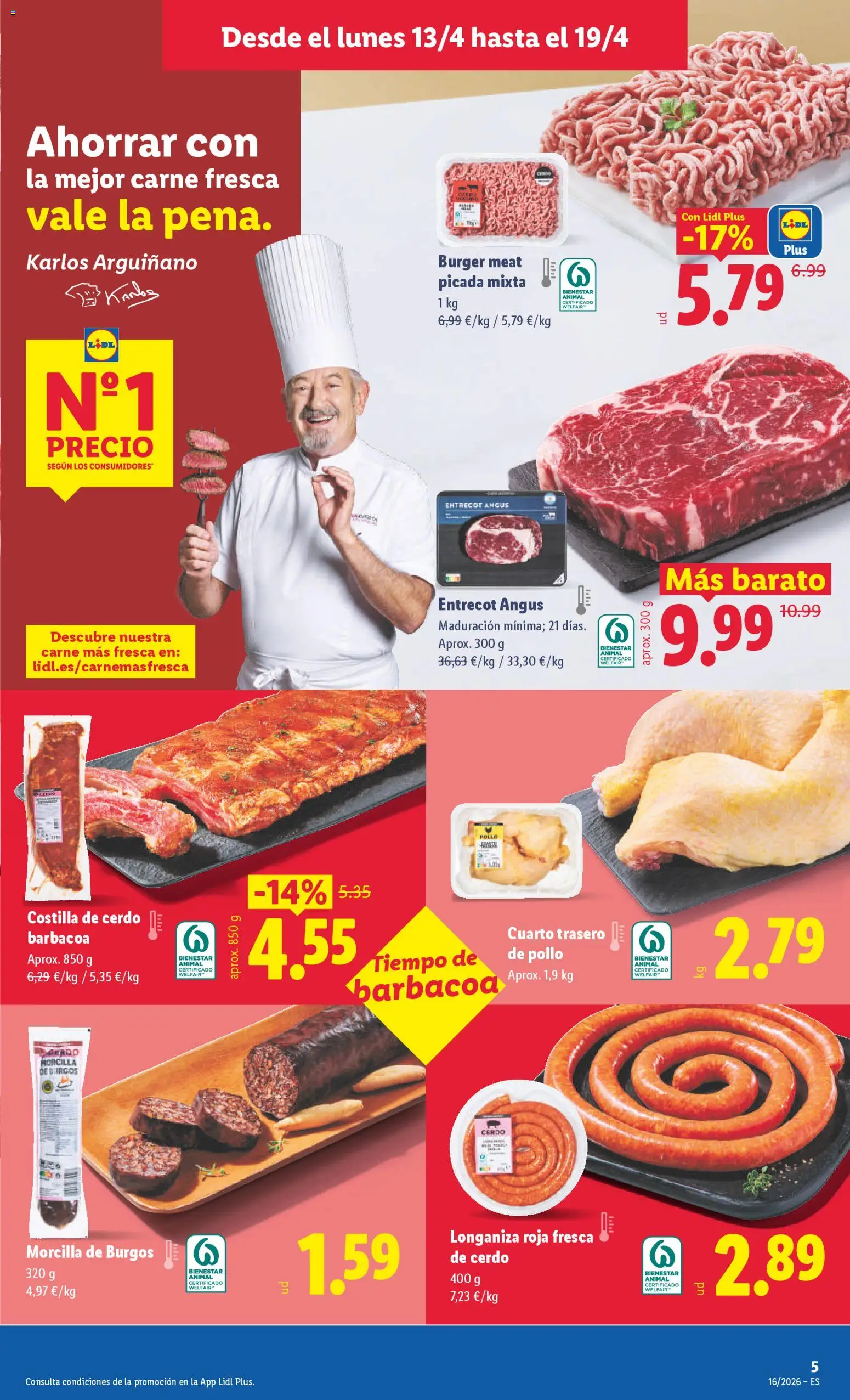 Lidl folleto │ válido desde el 13.04.2026 | Página: 7 | Productos: Cerdo, Longaniza, Costilla de cerdo, Barbacoa