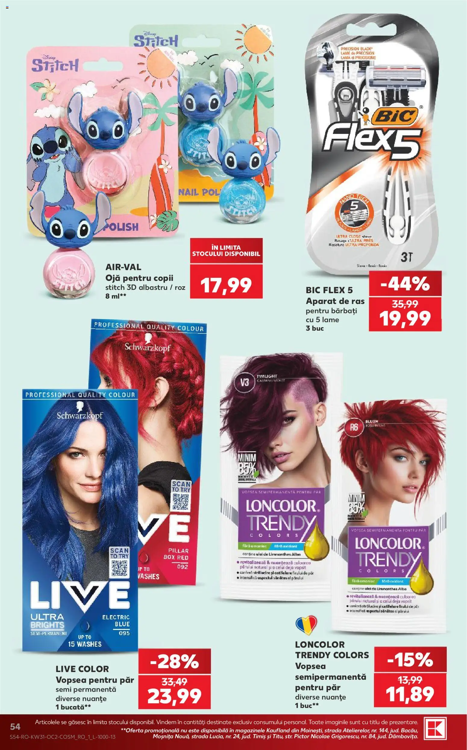Noul catalog Kaufland – valabil de la 29.07.2026 | Pagină: 54 | Produse: Aparat De Ras, Vopsea, Blush, Ojă