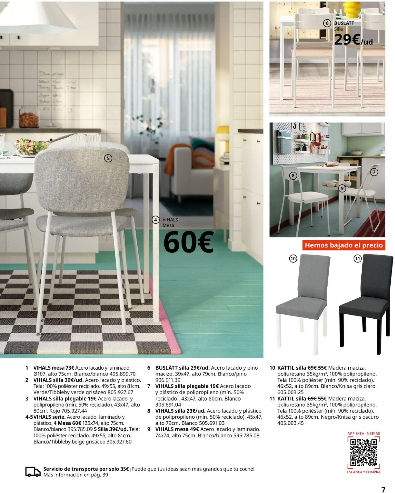 Catálogo IKEA Comedores │ válido desde el 06.03.2026 | Página: 7 | Productos: Mesa, Silla