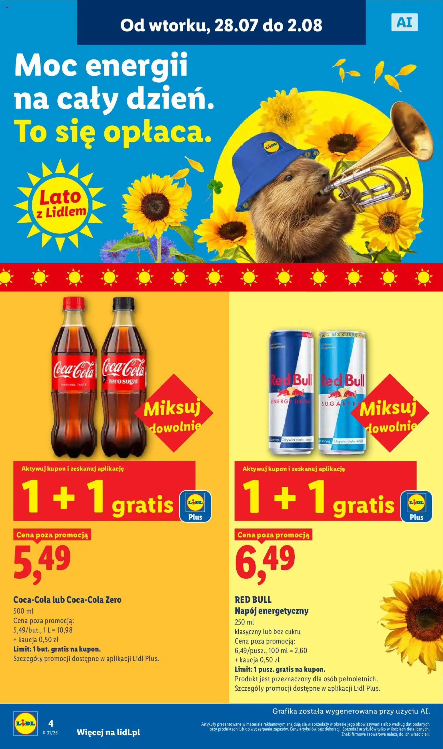 Lidl Polsko leták od 28.07.2026 | Strana: 4 | Produkty: Coca cola, Red Bull, Coca Cola Zero, Cola