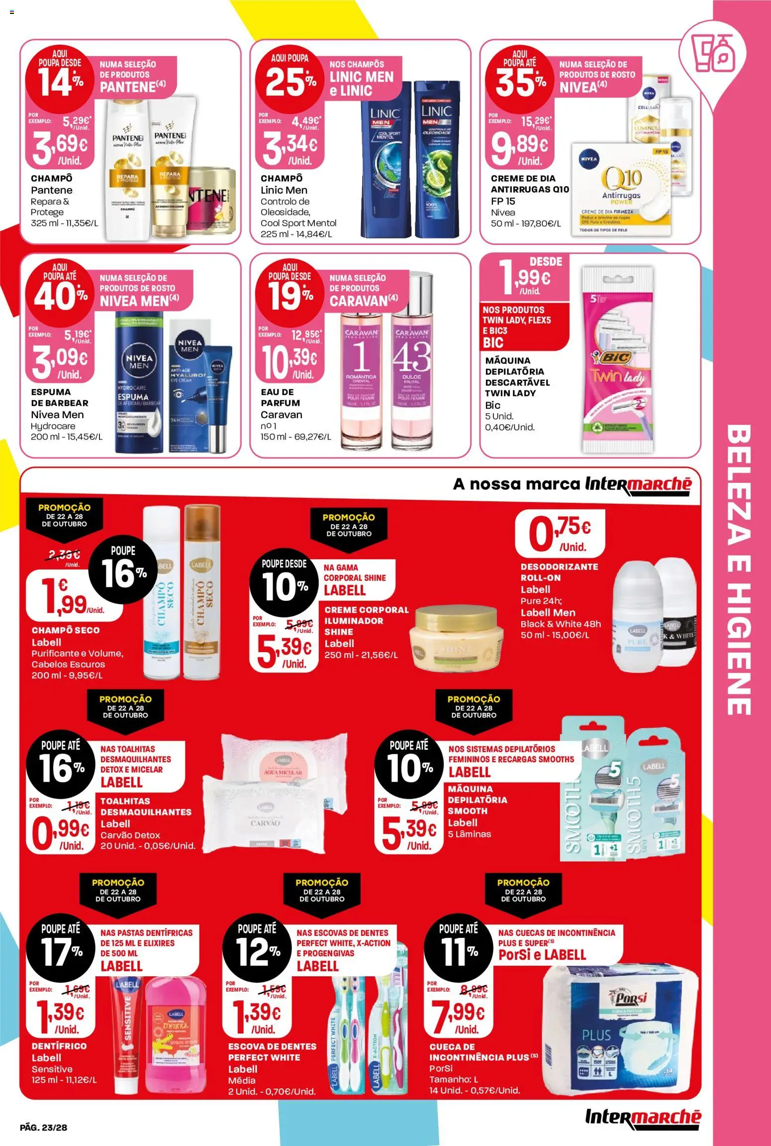 Intermarché folheto Contact │ válido de 22/10/2026 | Página: 23 | Produtos: Agua, Iluminador, Desodorizante, Creme