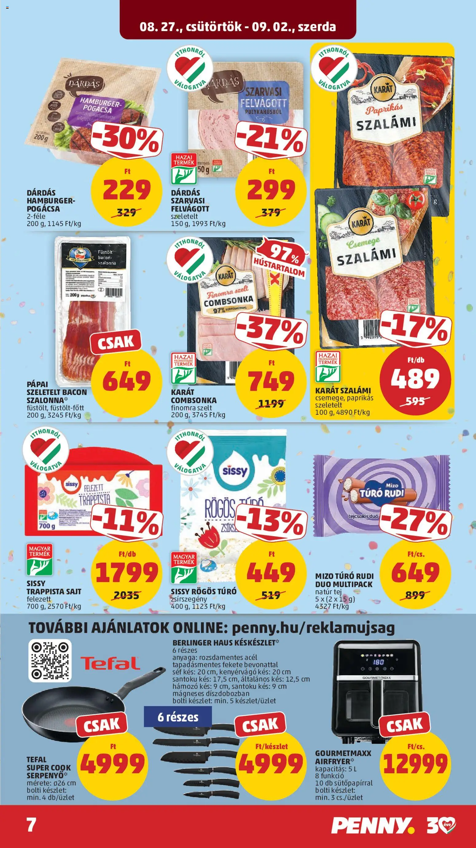 PENNY akciós ujság - amely érvényes a következő dátumtól: 2026.08.27. | Oldal: 9 | Termékek: Szarvasi, Cottage cheese, Mizo, Csemege