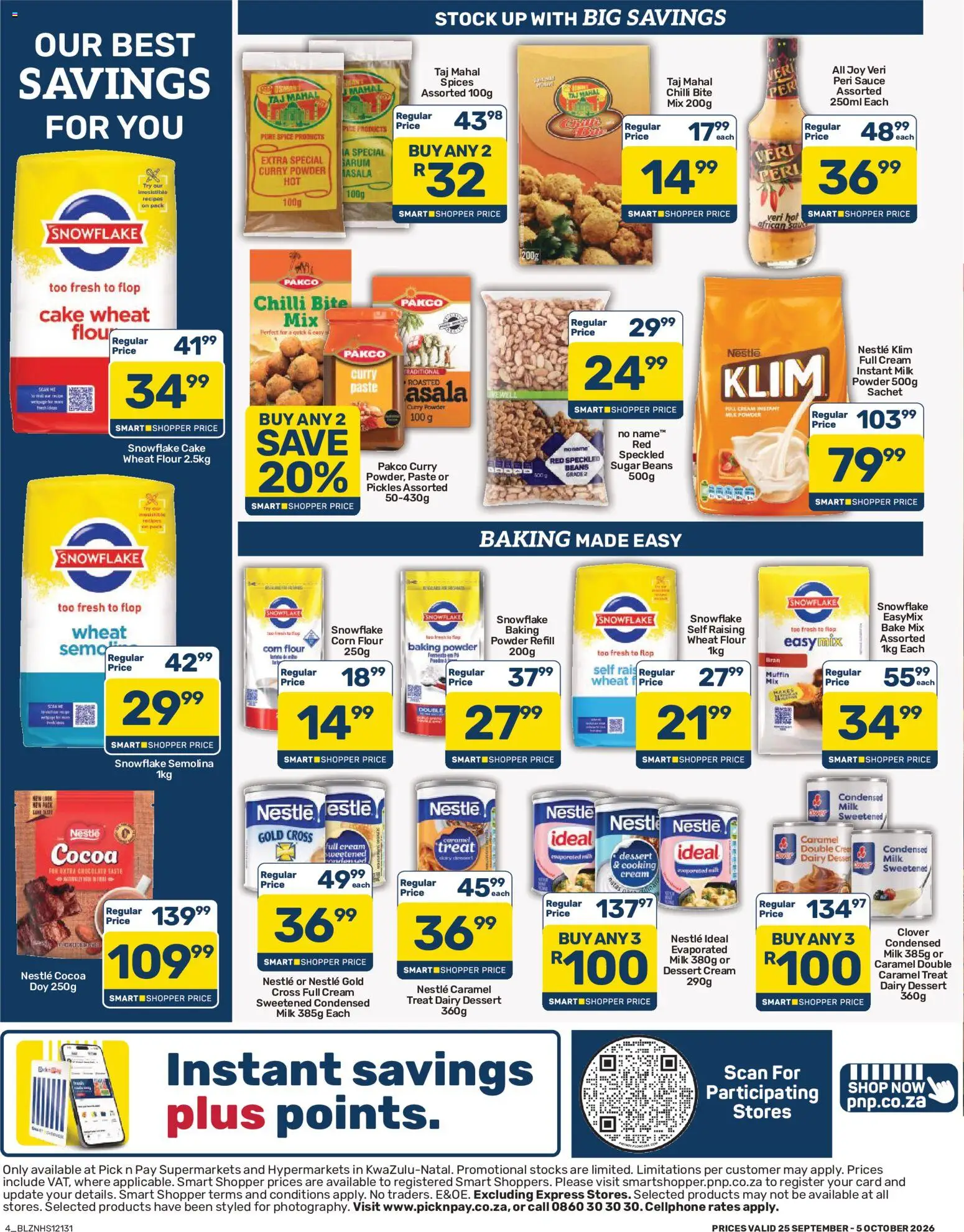 New Pick n Pay catalogue – valid from 25/09/2026 | Page: 4 | Products: Stock, Spices, Baking powder, Sugar