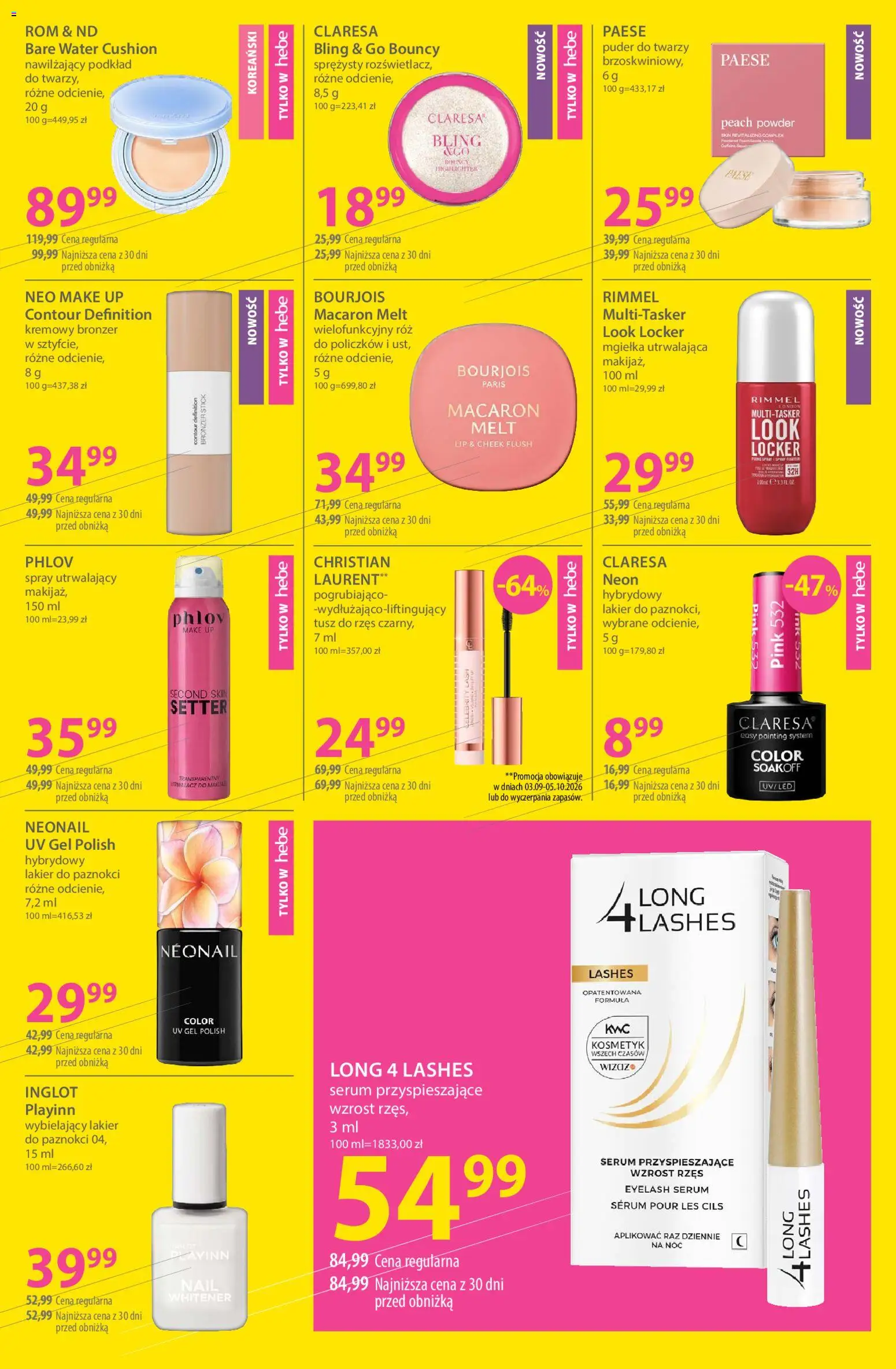 Hebe gazetka od 14.09.2026 | Strona: 3 | Produkty: Puder, Bronzer, Róż, Tusz do rzęs