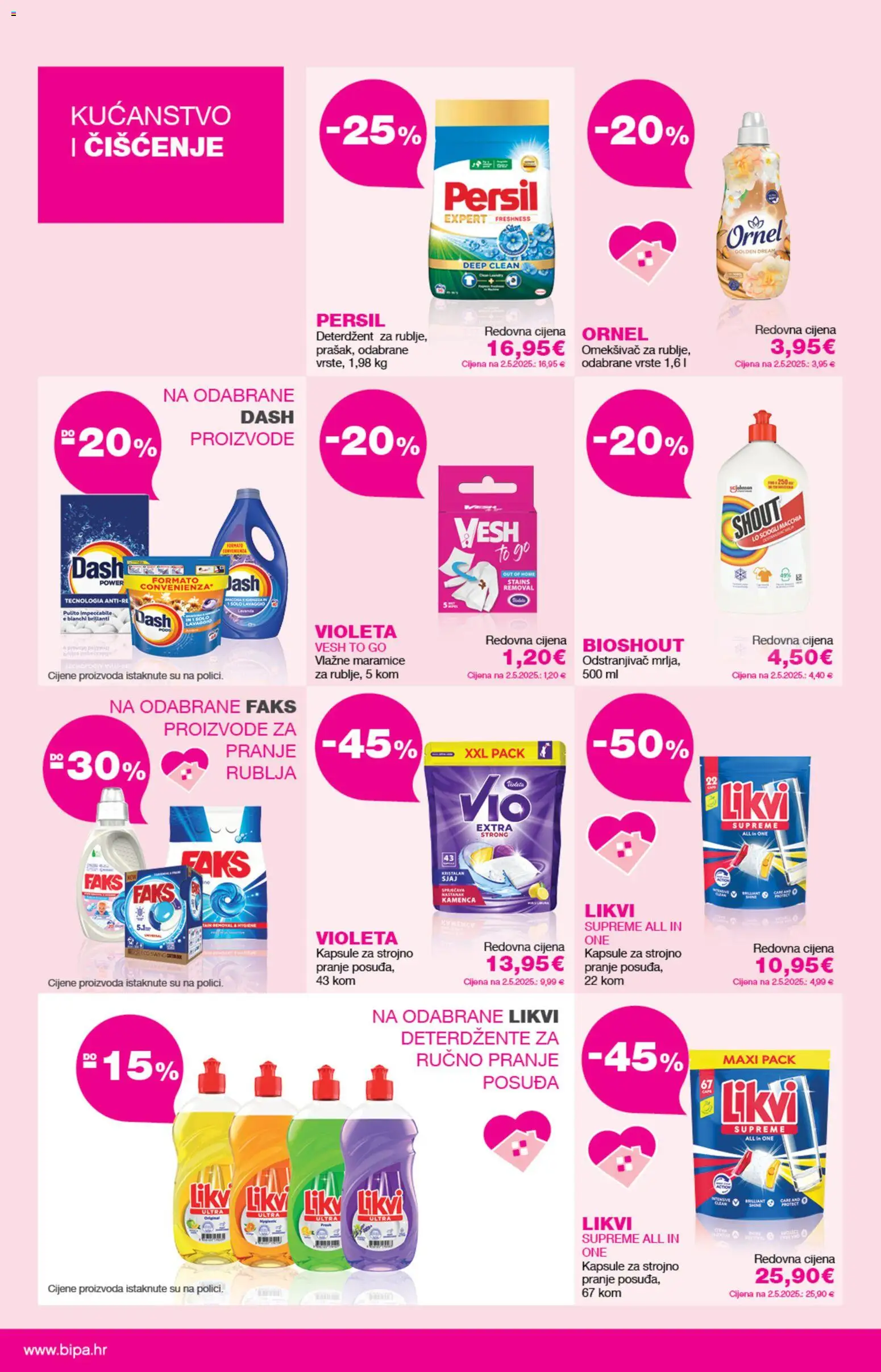 Bipa katalog | vrijedi od 01.05.2026 | Stranica: 8 | Proizvodi: Vlažne maramice, Deterdžent, Violeta, Persil