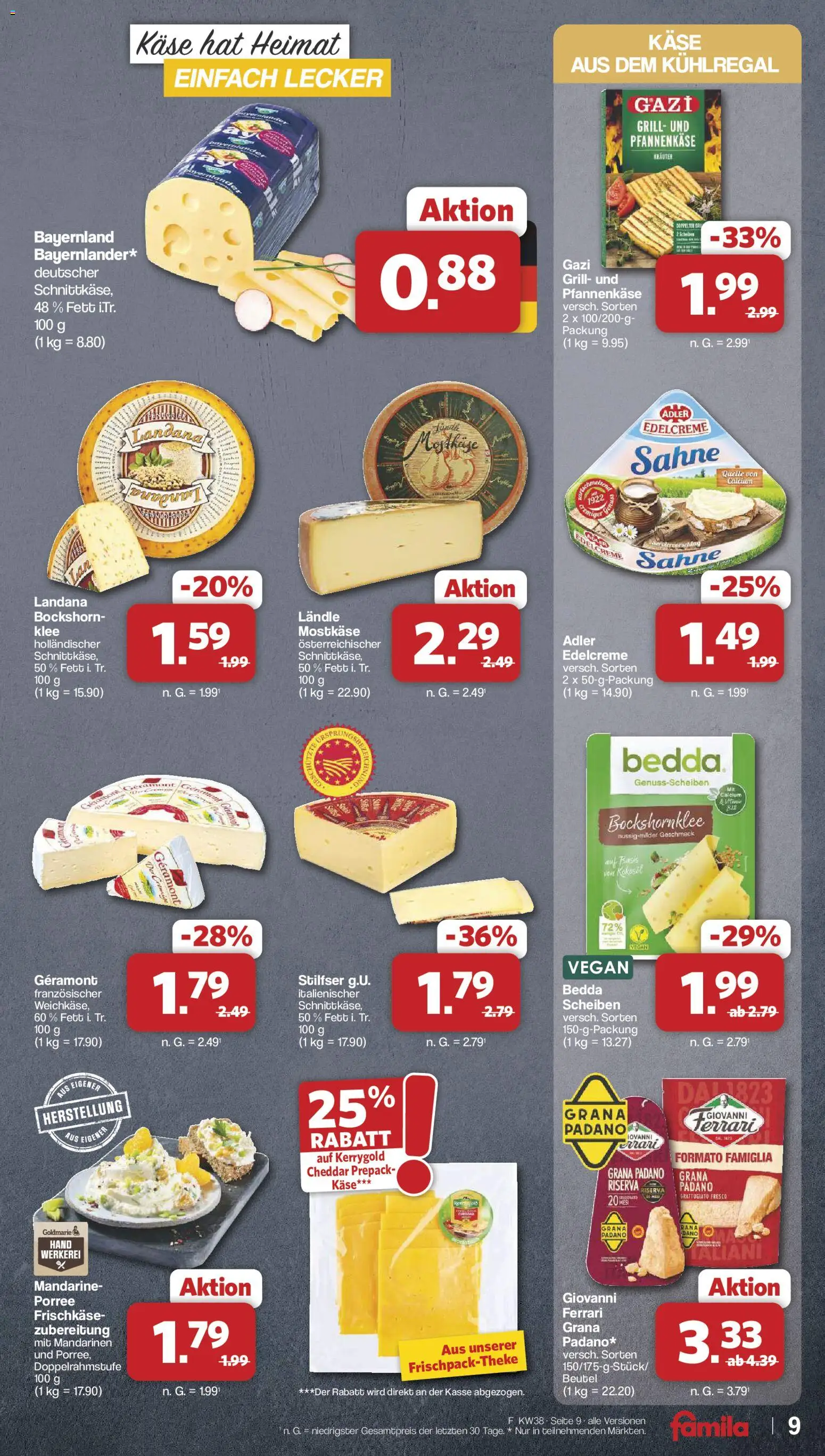 Famila Nordwest Prospekt – gültig ab 14.09.2026 | Seite: 9 | Produkte: Grill, Käse, Mandarinen, Frischkase