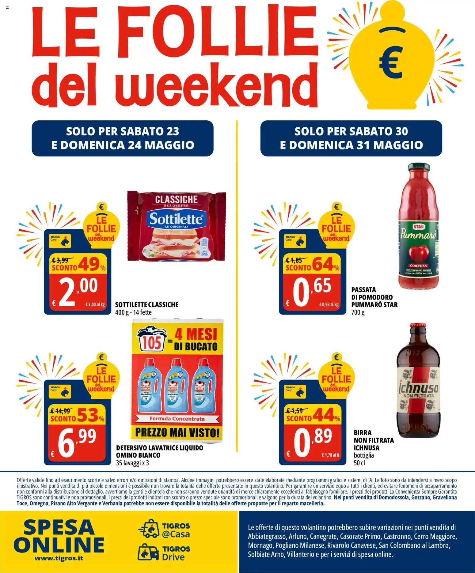 Volantino Tigros del 19.05.2026 | Pagina: 24 | Prodotti: Birra, Lavatrice, Passata di pomodoro, Bottiglia