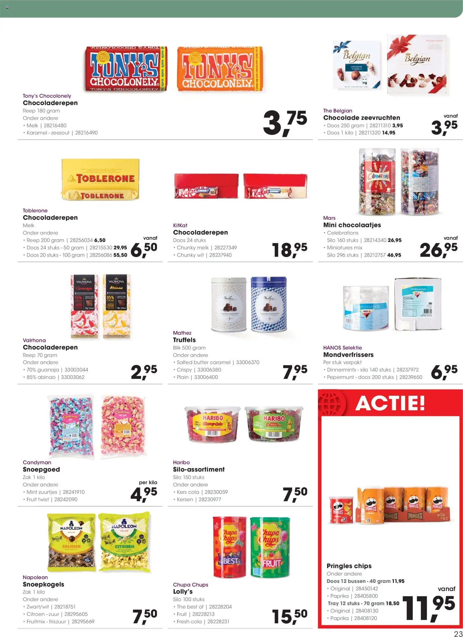 {H1} | Pagina: 23 | Producten: Kersen, Melk, Snoepgoed, Pringles