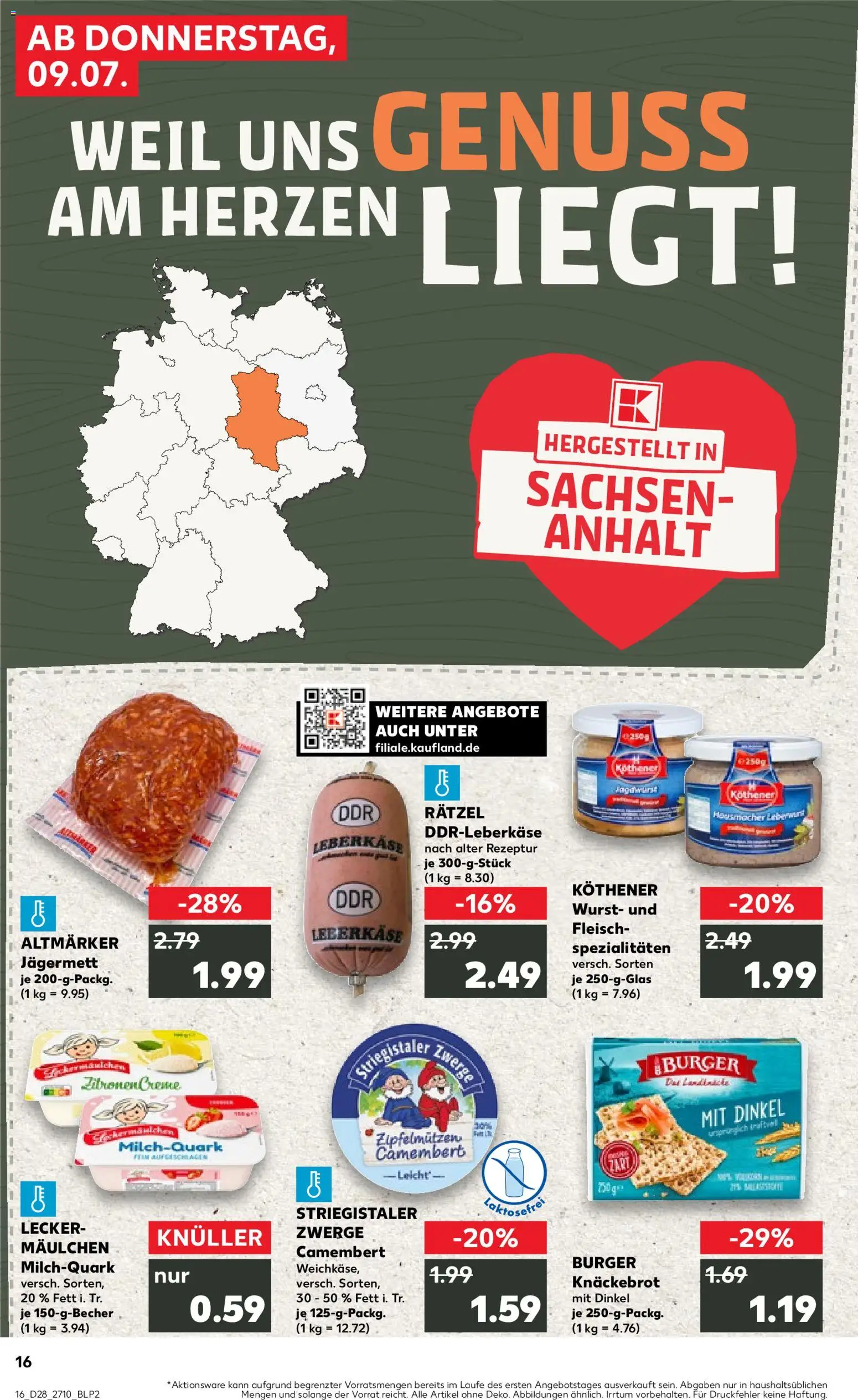Kaufland Prospekt Zeitz – gültig ab 09.07.2026 | Seite: 16 | Produkte: Creme, Fleisch, Zitronen, Leberkase
