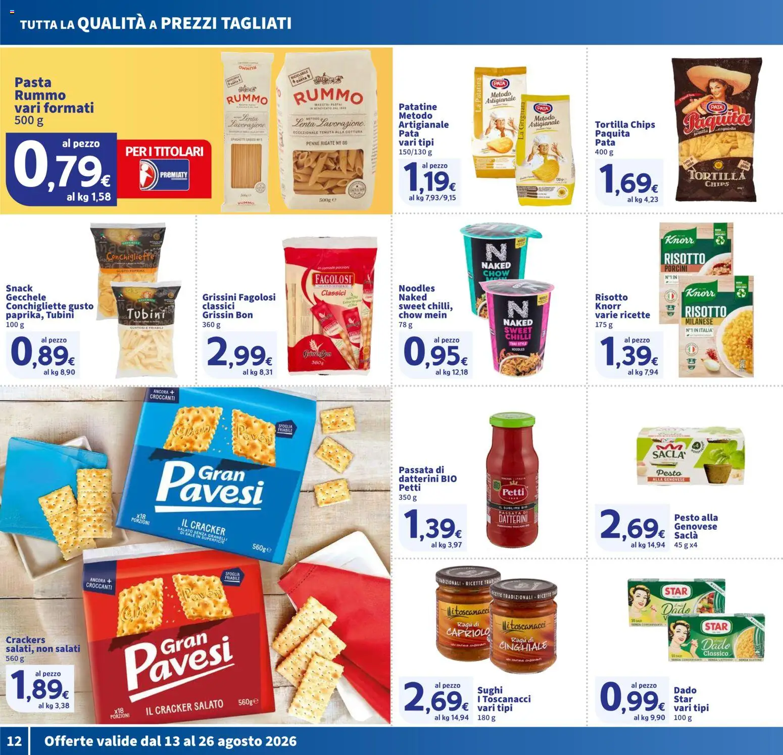 Volantino SIGMA del 13/08/2026 | Pagina: 12 | Prodotti: Pasta, Crackers, Grissini, Penne