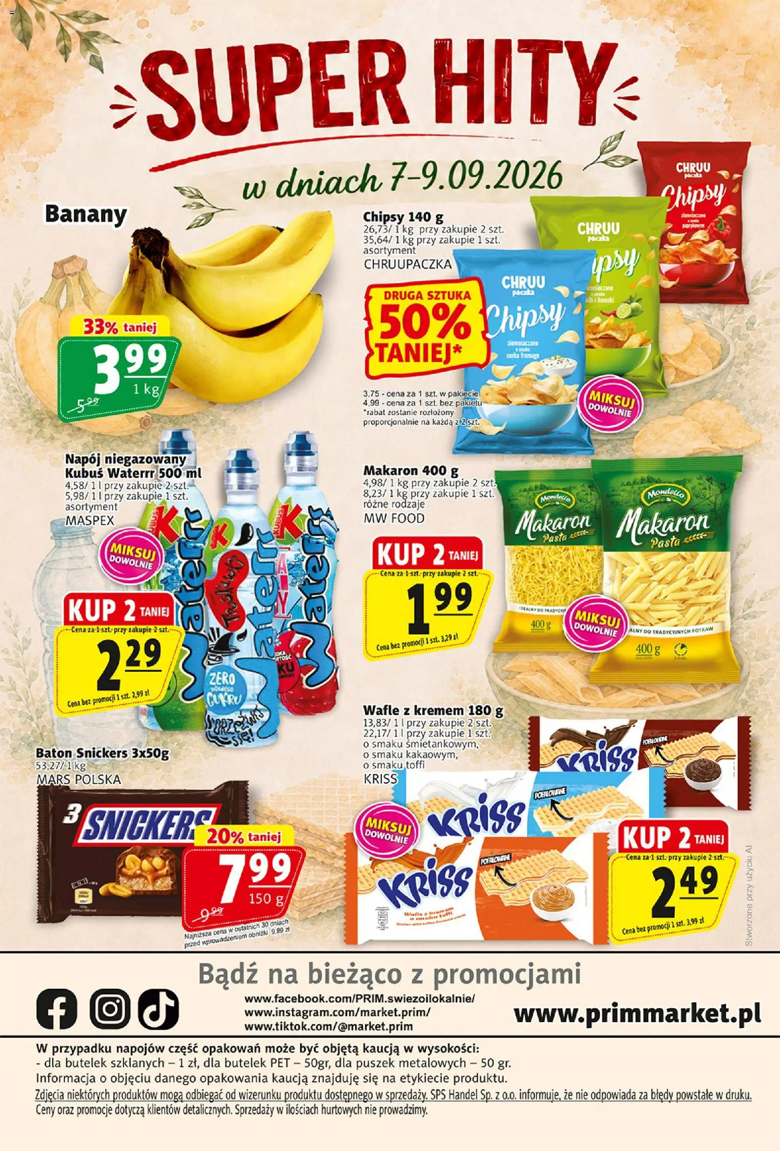 Prim Market gazetka od 03.09.2026 | Strona: 16 | Produkty: Chipsy, Baton, Pasta, Banany