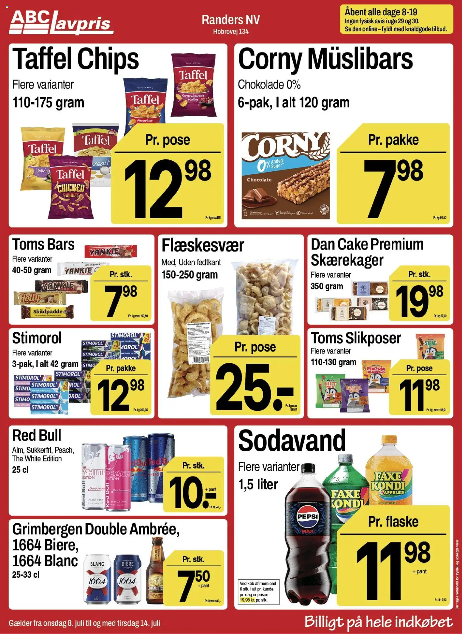 Abc Lavpris tilbudsavis – gyldig fra 08/07/2026 | Side: 7 | Produkter: Chips, Rødløg, Faxe Kondi, Cherry