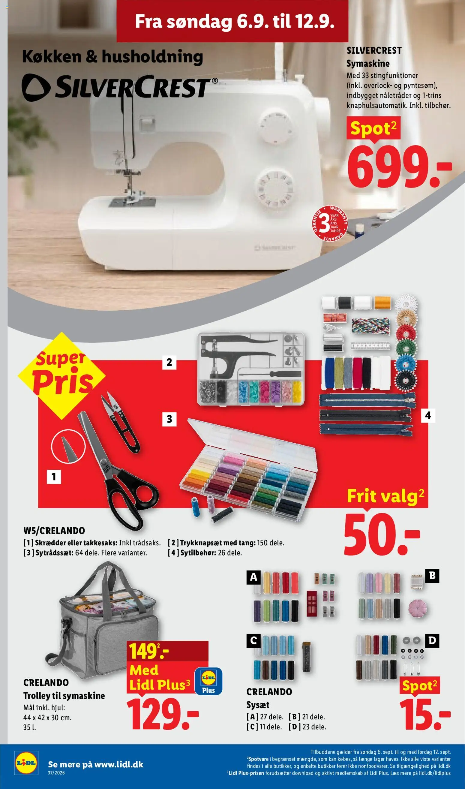 Lidl tilbudsavis – gyldig fra 06/09/2026 | Side: 23 | Produkter: Søm, Symaskine