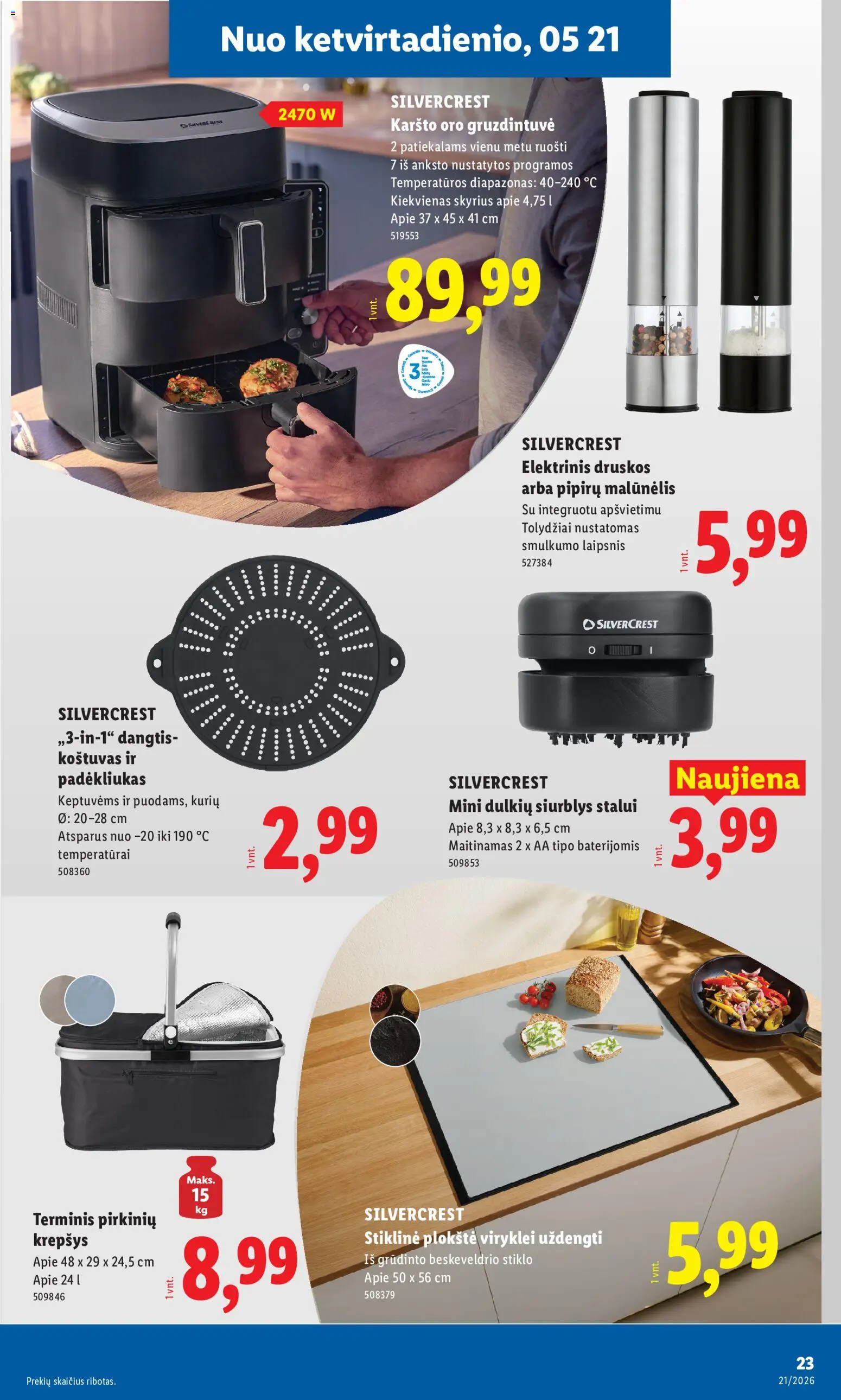 LIDL akcijos nuo 18.05.2026 | Puslapis: 23 | Prekių: Malūnėlis, Krepšys