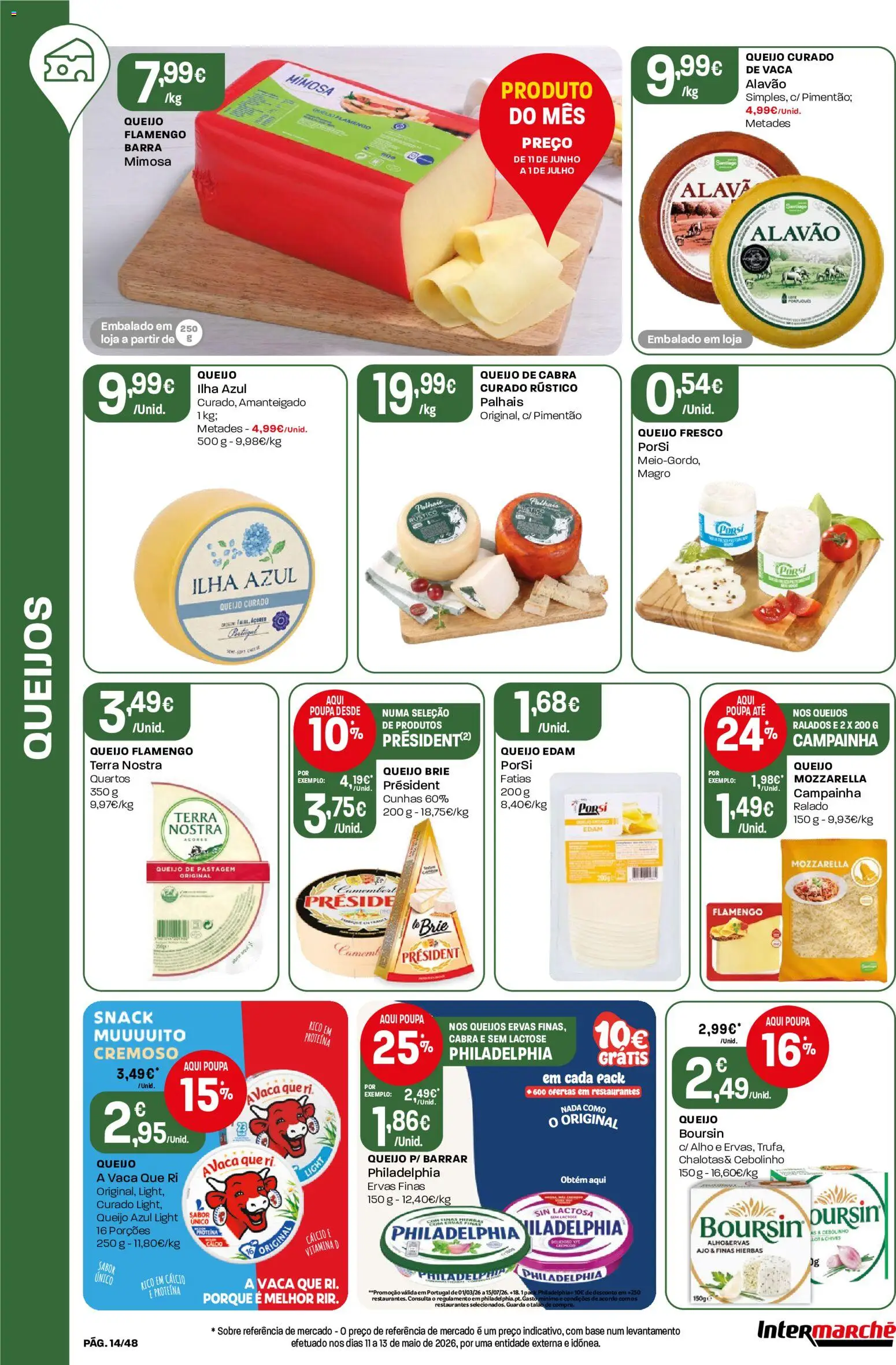 Intermarché folheto │ válido de 11.06.2026 | Página: 14 | Produtos: Cálcio, Queijo, Vitamina d, Proteina
