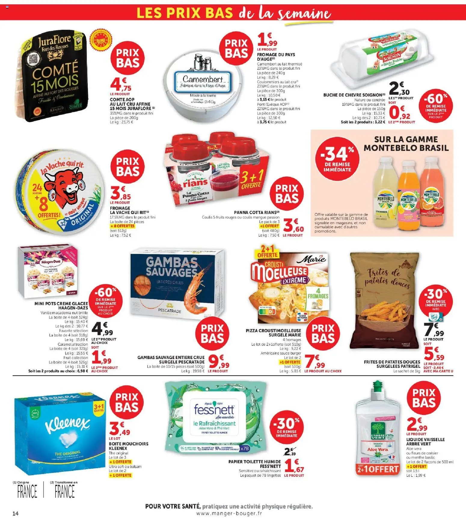{H1} | Page: 14 | Produits: Frites, Liquide vaisselle, Mouchoirs, Camembert