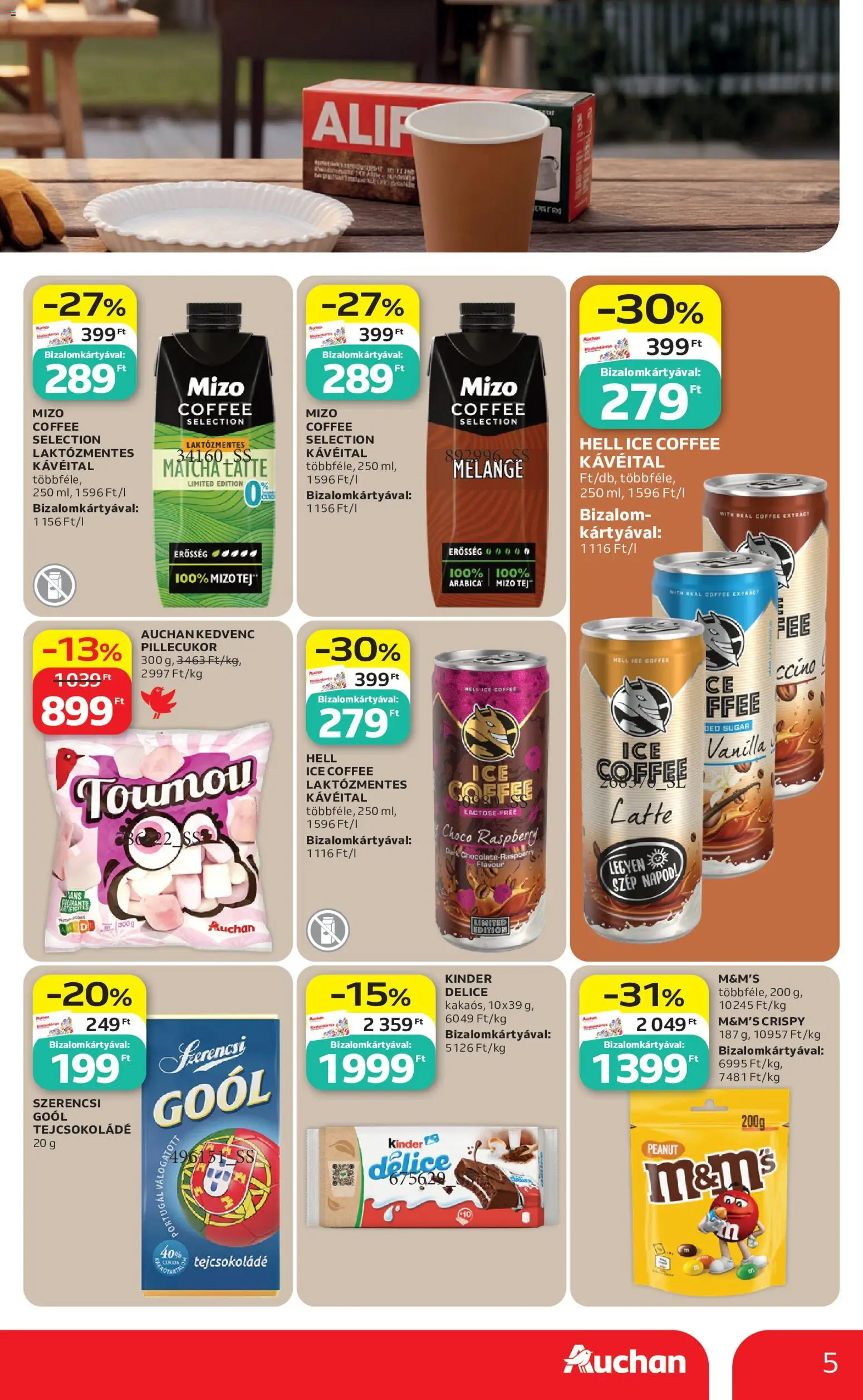 Auchan akciós ujság - amely érvényes a következő dátumtól: 18.06.2026 | Oldal: 5 | Termékek: Pillecukor, Tejcsokoládé, Tej