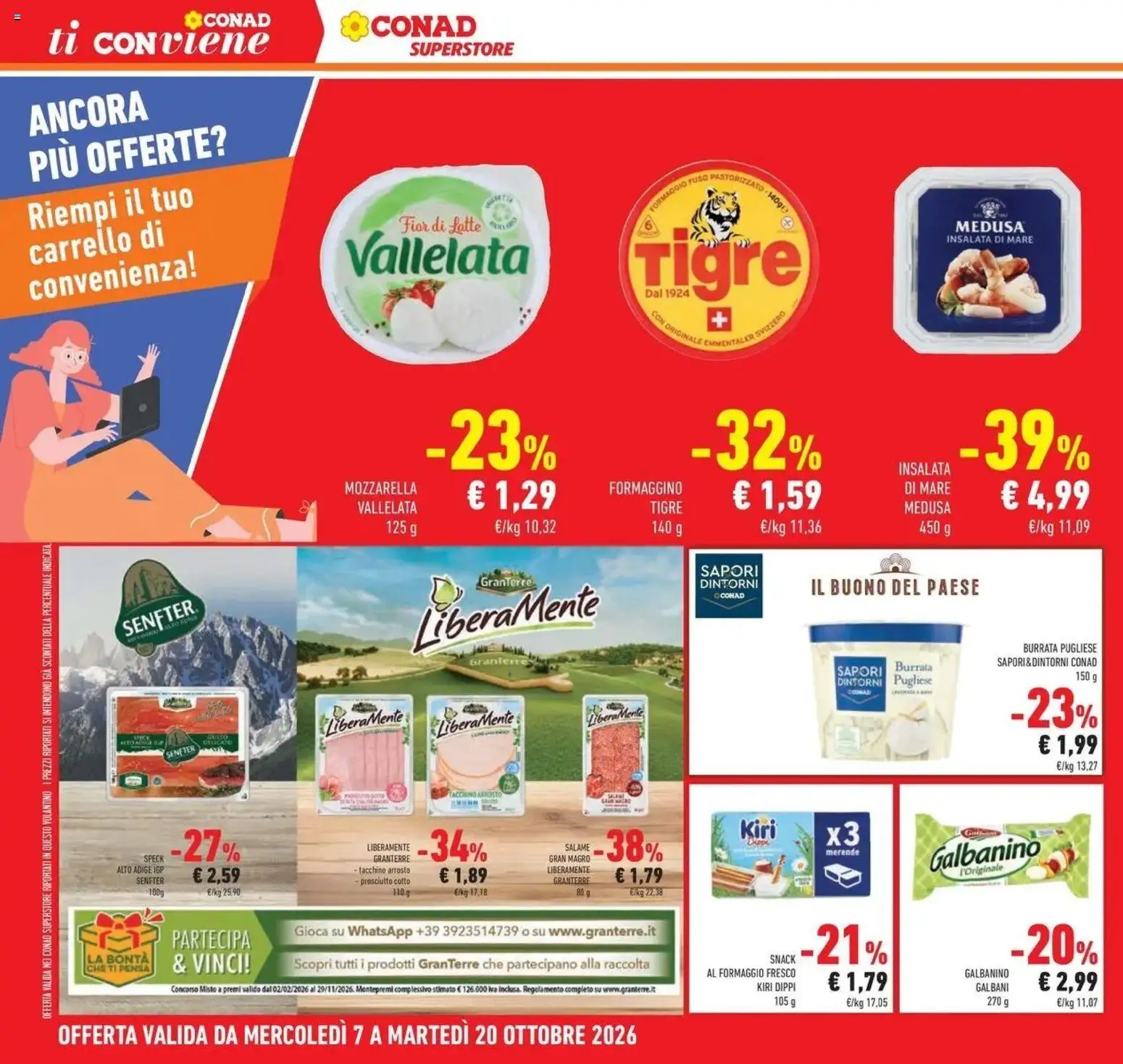 Volantino Conad del 07/10/2026 | Pagina: 42 | Prodotti: Mozzarella, Latte, Carrello, Formaggio fresco