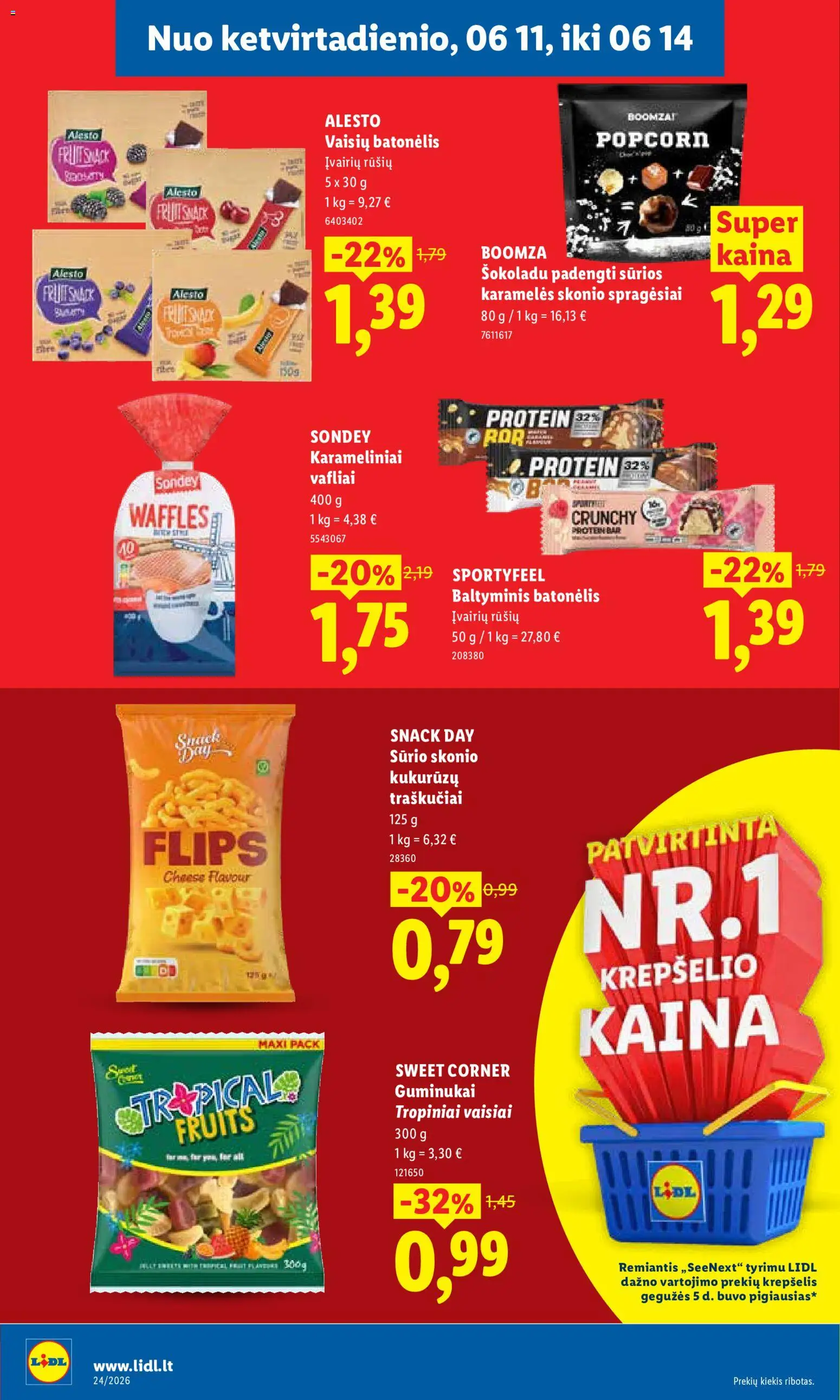 LIDL akcijos nuo 08.06.2026 | Puslapis: 32 | Prekių: Krepšelis, Vafliai, Guminukai, Traškučiai