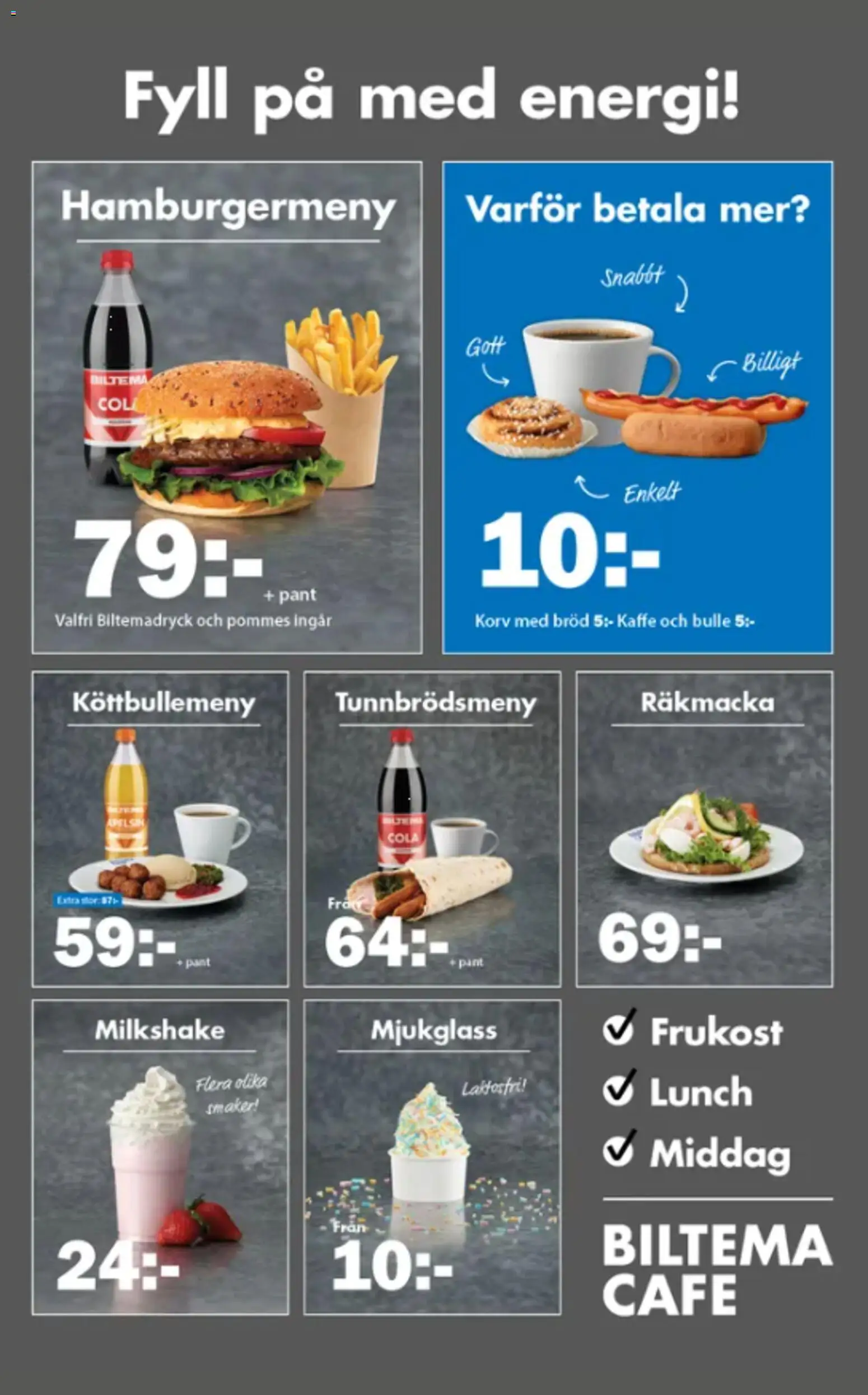 Biltema reklamblad aktuell från 01/09/2026 | Sida: 27 | Produkter: Korv, Bulle, Bröd, Kaffe